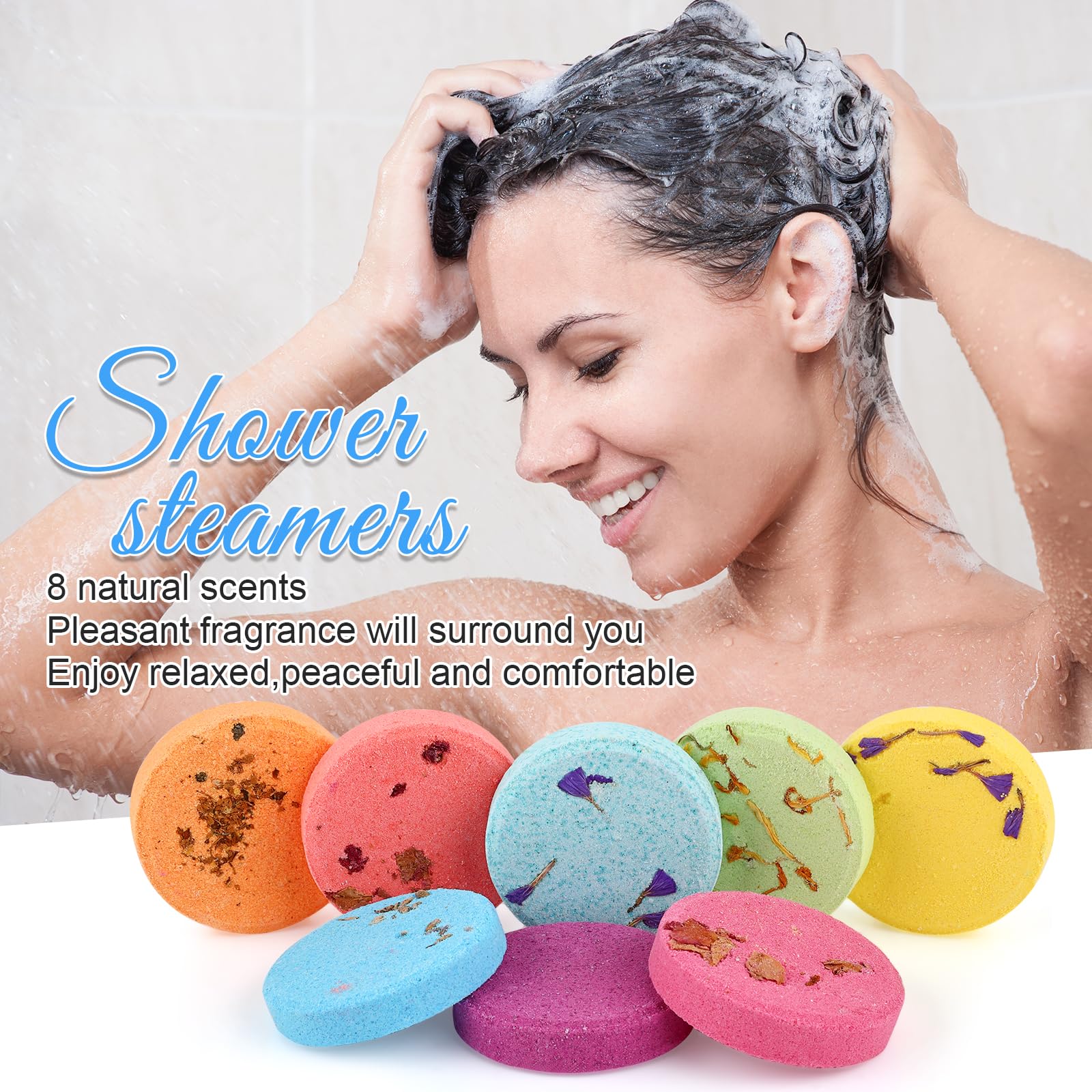 32 Pack Aromatherapy Shower Steamers with Essential Oils - Relaxing Bath Bombs for Spa, Self Care & Stress Relief - Perfect Gift Set for Women & Men - Ideal for Home Relaxation, Birthday Gifts and Holiday Presents