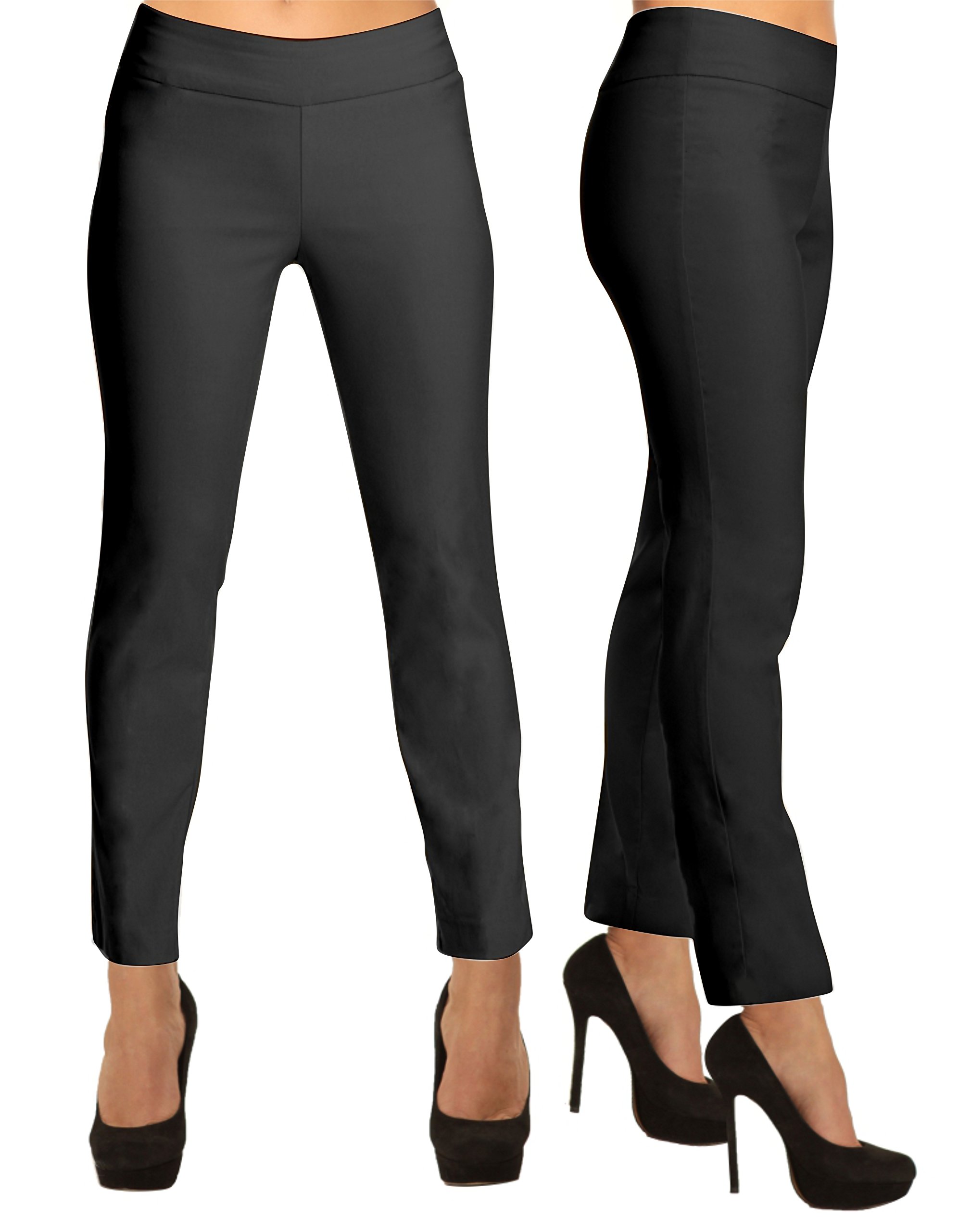 LIOR PARIS Janet Straight Leg Pull On Pants for Women - Comfortable Stretch Trousers for Work, Office & Casual Wear