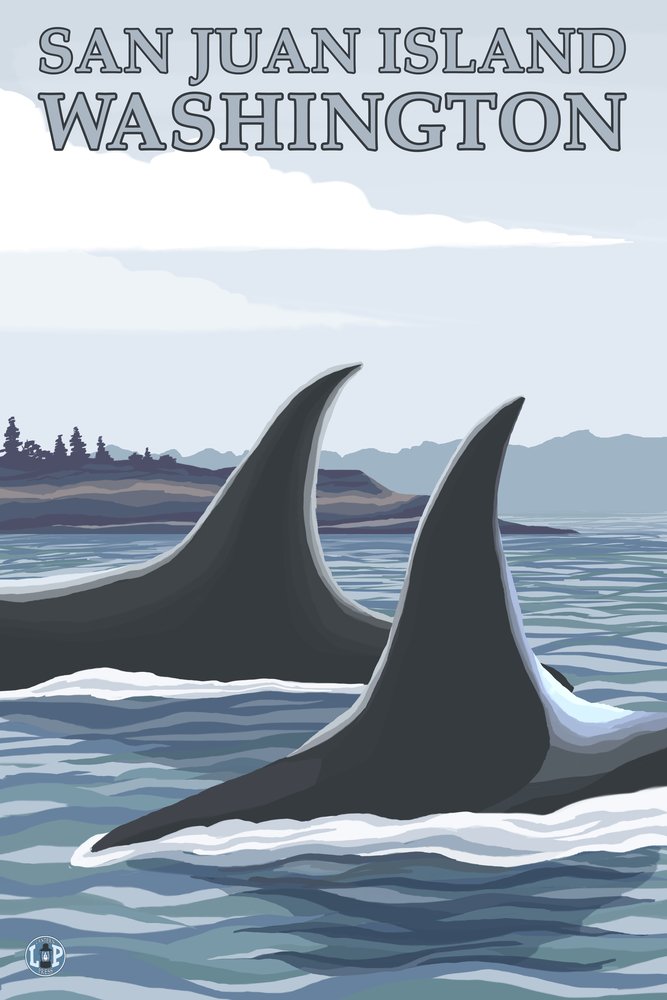 San Juan Island Washington Orca Whales Metal Wall Art - 24x36 Gallery Quality Aluminum Decor for Living Room, Office & Coastal Home Decor