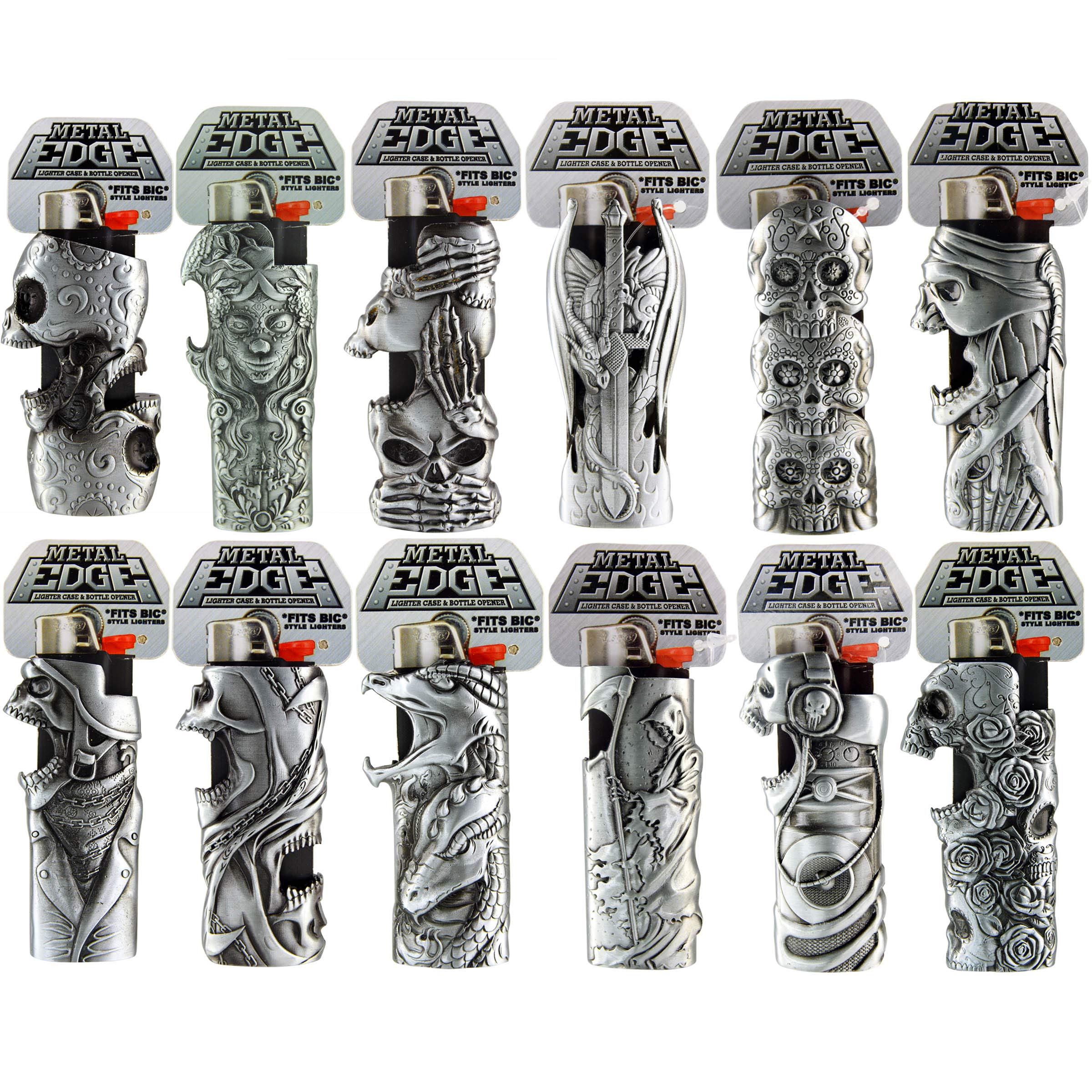 BIC Lighter Metal Case with Bottle Opener - Rose Design for Outdoor & Travel