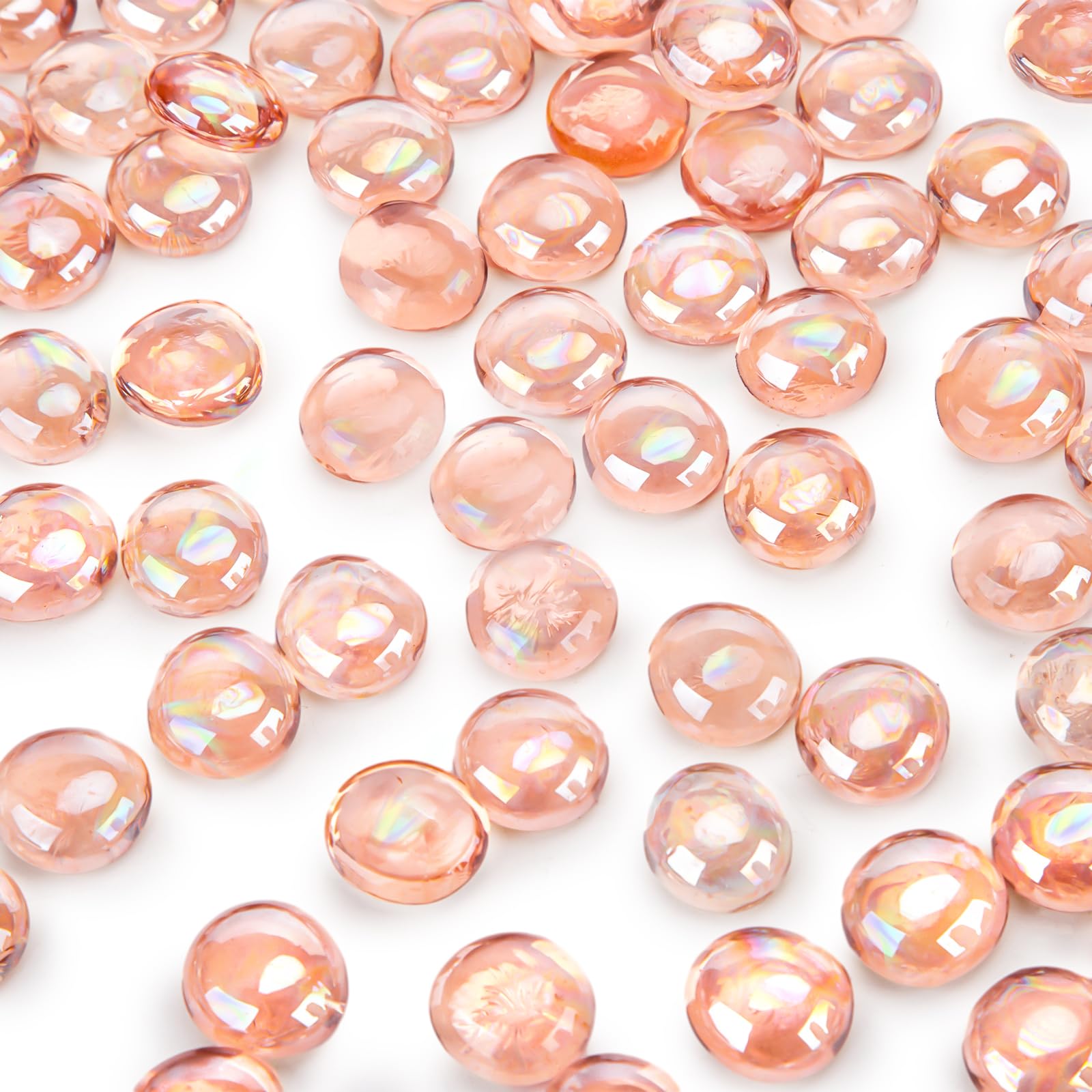 DomeStar 1LB Flat Glass Marbles - Champagne Colored Decorative Stones for Vases, Aquariums, Fish Tanks | Vase Fillers, DIY Crafts, Table Scatter Decor | Perfect for Home Decor, Wedding Centerpieces & Floral Arrangements