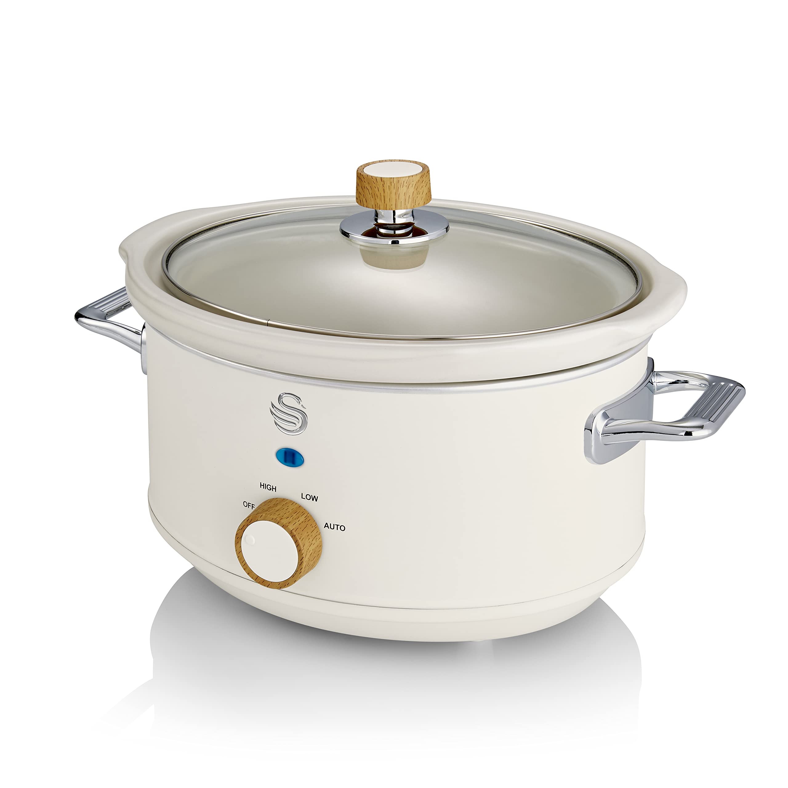 Nordic-Style Swan Slow Cooker with Removable Ceramic Pot - 3.5L Cotton White Crock Pot for Soups, Stews & Family Meals | Perfect for Home Cooking & Entertaining