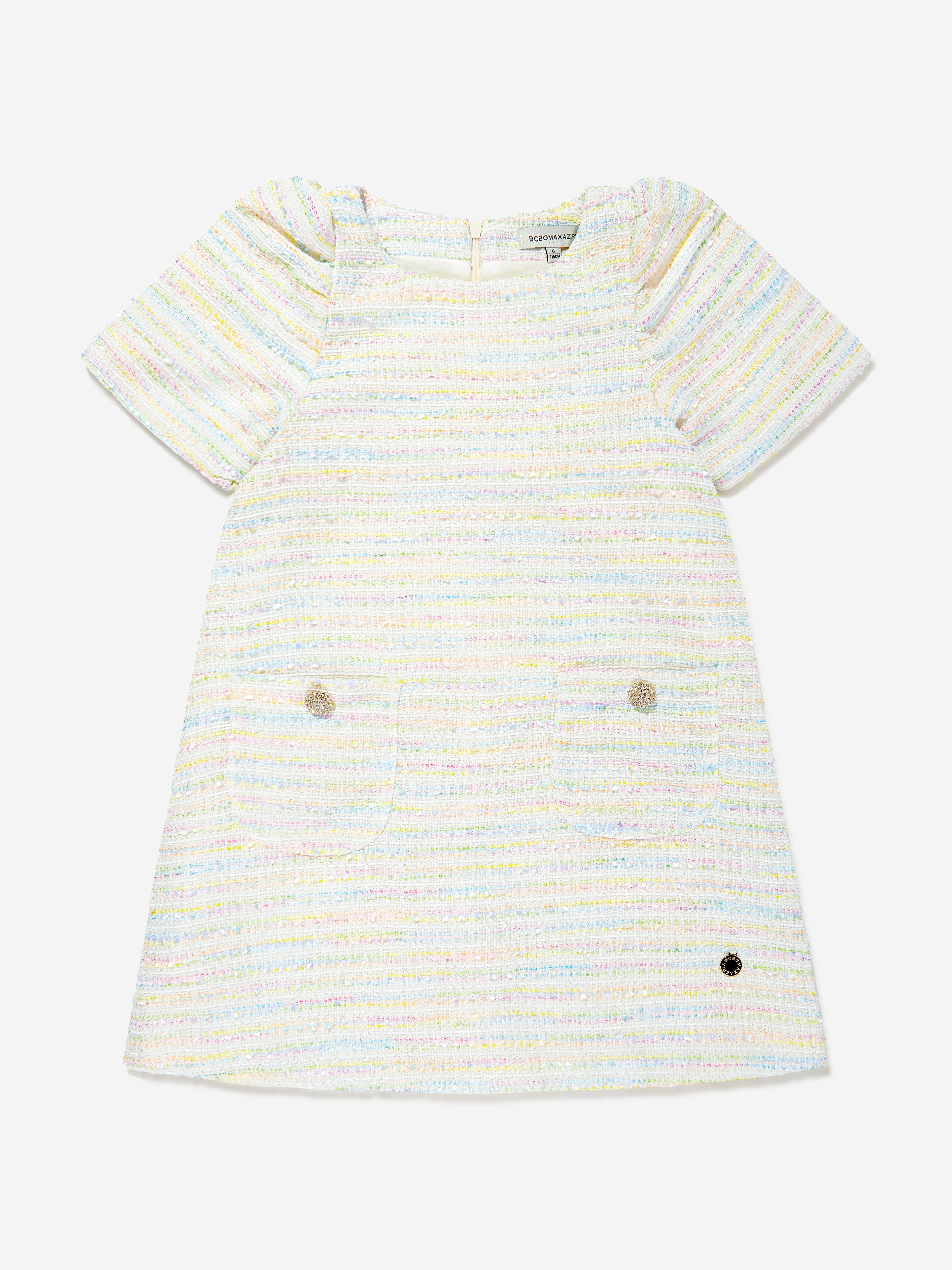 BCBG Girls Blue Tweed Dress - Elegant & Stylish for School, Parties & Special Occasions