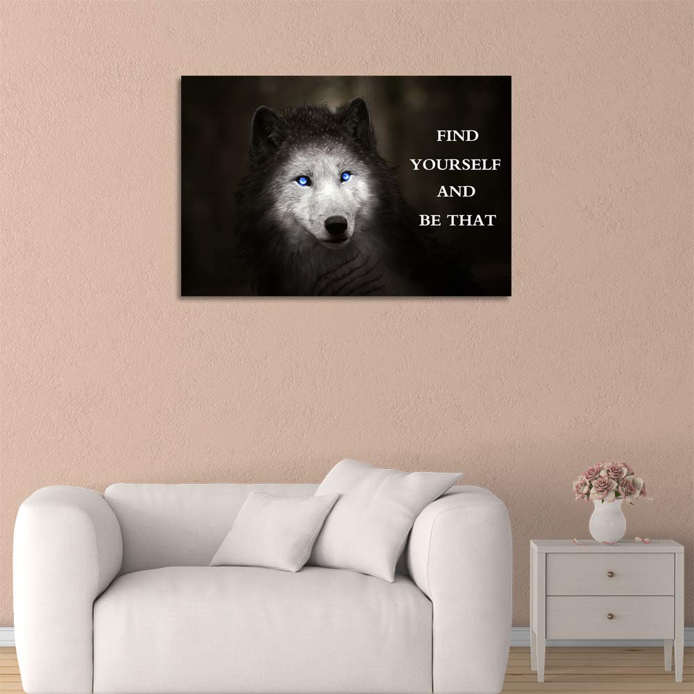 Yetaryy Wolf Canvas Wall Art - Motivational Quote Inspirational Poster (24x36 Inches) for Office, Classroom, Gym & Home Decor - Framed & Ready to Hang - Perfect for Motivation & Positive Vibes in Work & Living Spaces