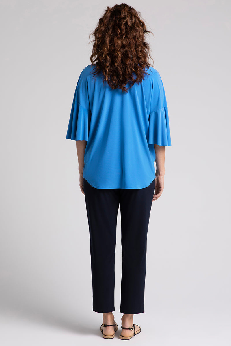 Flutter Dolman Sleeve Top for Women - Soft & Comfortable Marine Blue Blouse for Casual Wear & Layering