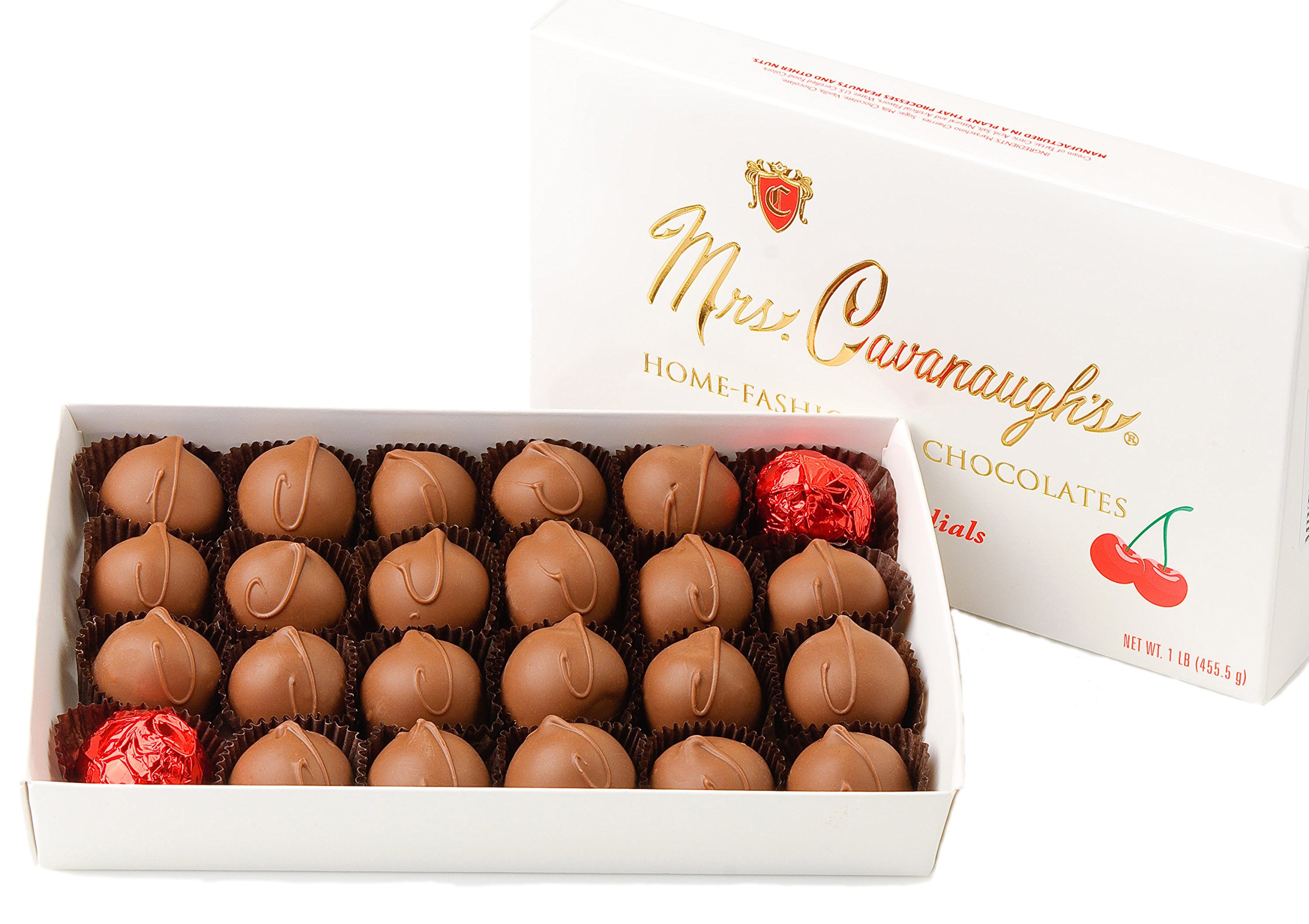 Mrs. Cavanaugh's Premium Milk Chocolate Cherry Cordials - 2 lb Gift Box | Delicious Chocolate Covered Cherries for Holidays, Parties & Romantic Gifts