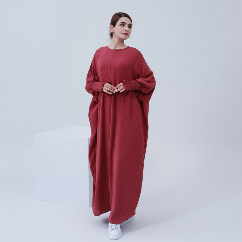 Stylish Muslim Women's Polyester/Cotton Farasha Abaya Dress - Modest Islamic Prayer Dress for Mosque & Special Occasions
