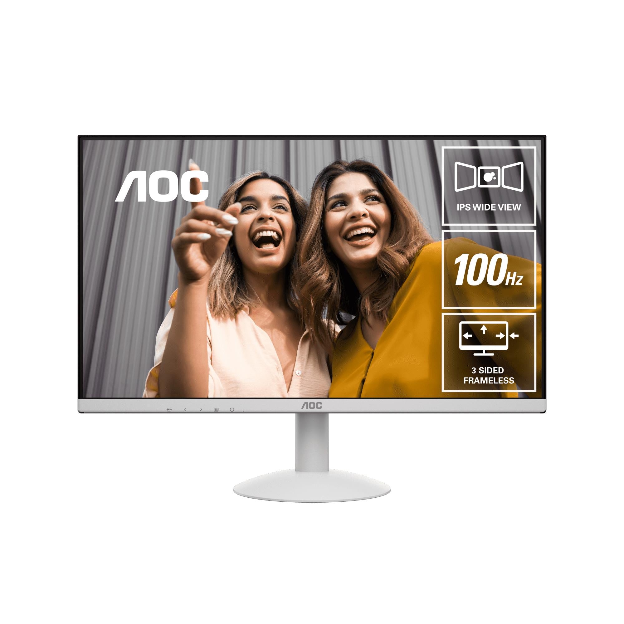 AOC 24B30H2/BW 23.8 Inch Full HD 120Hz IPS Ultra Slim Computer Monitor - White | Gaming, Office Work & Home Entertainment Display
