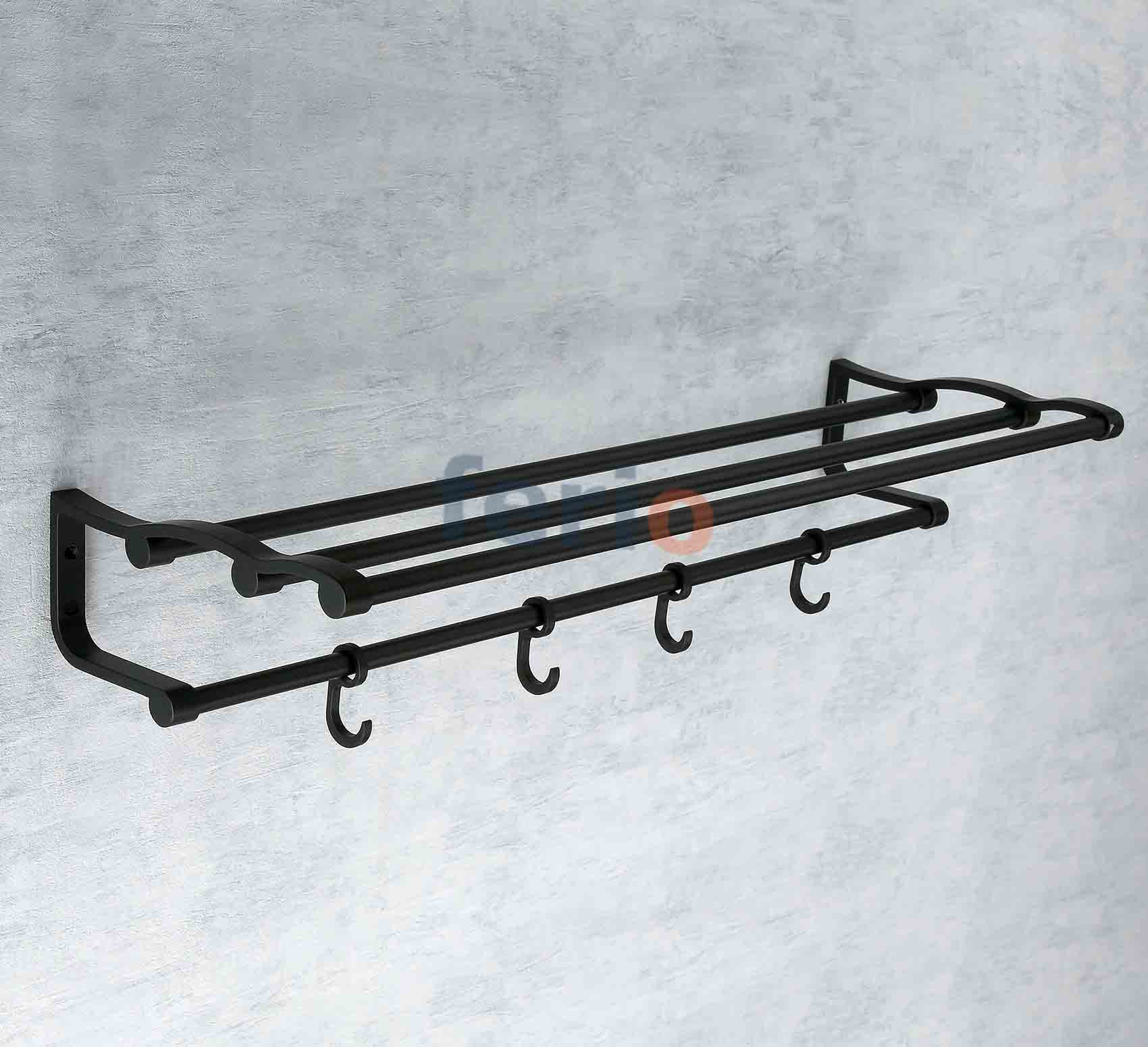 Stainless Steel & Aluminum 24 Inch Bathroom Towel Rack - Heavy Duty Towel Bar Holder with Wall Mount - Modern Black Bathroom Accessory for Spa, Hotel & Home Decor (Set of 1, 24 Inch/2 Feet)