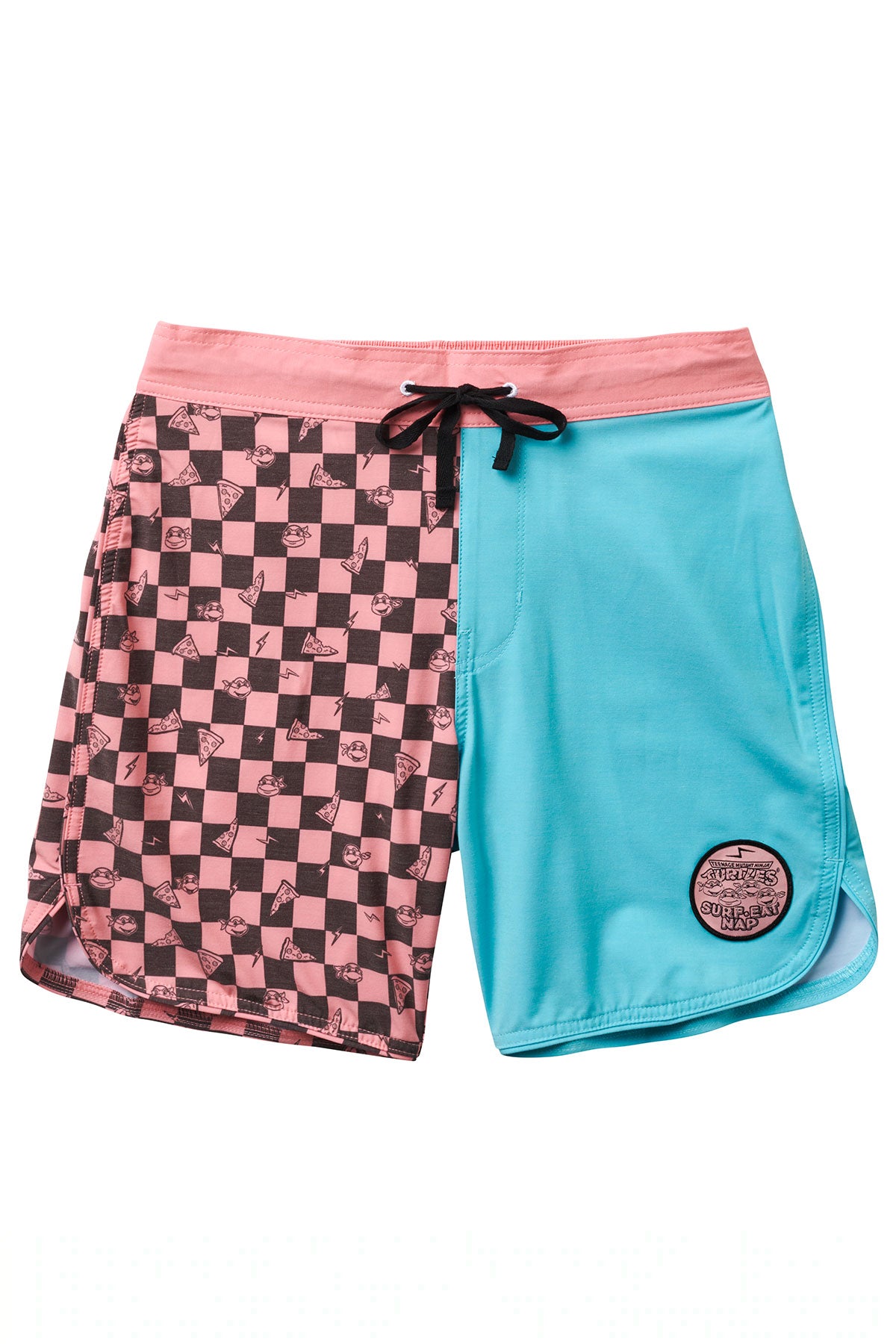 Seaesta Surf x Teenage Mutant Ninja Turtles® Men's Mutant Checker Boardshorts - Cowabunga Break Up Design - Quick-Dry Swim Trunks for Beach, Surfing & Summer Vacations