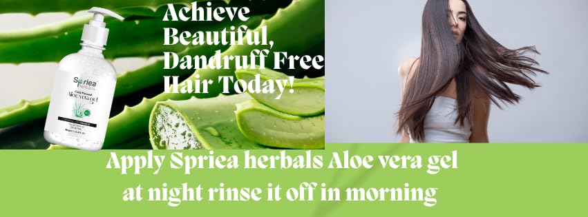 Spriea Herbals Cold Pressed Aloe Vera Gel for Face & Hair - 100% Pure Aloe with Vitamin E - Paraben & Sulfate Free (480g) - Soothes Sunburn, Hydrates Skin & Conditions Hair