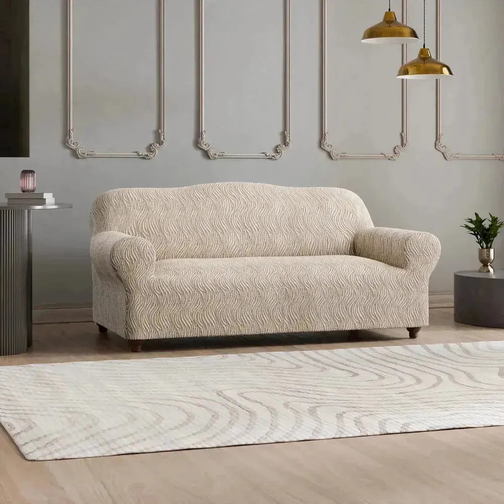3-Seater Sofa Slipcover - Jacquard 3D Textured Stretchable Couch Cover - Perfect for Living Room, Bedroom, and Home Decor Protection