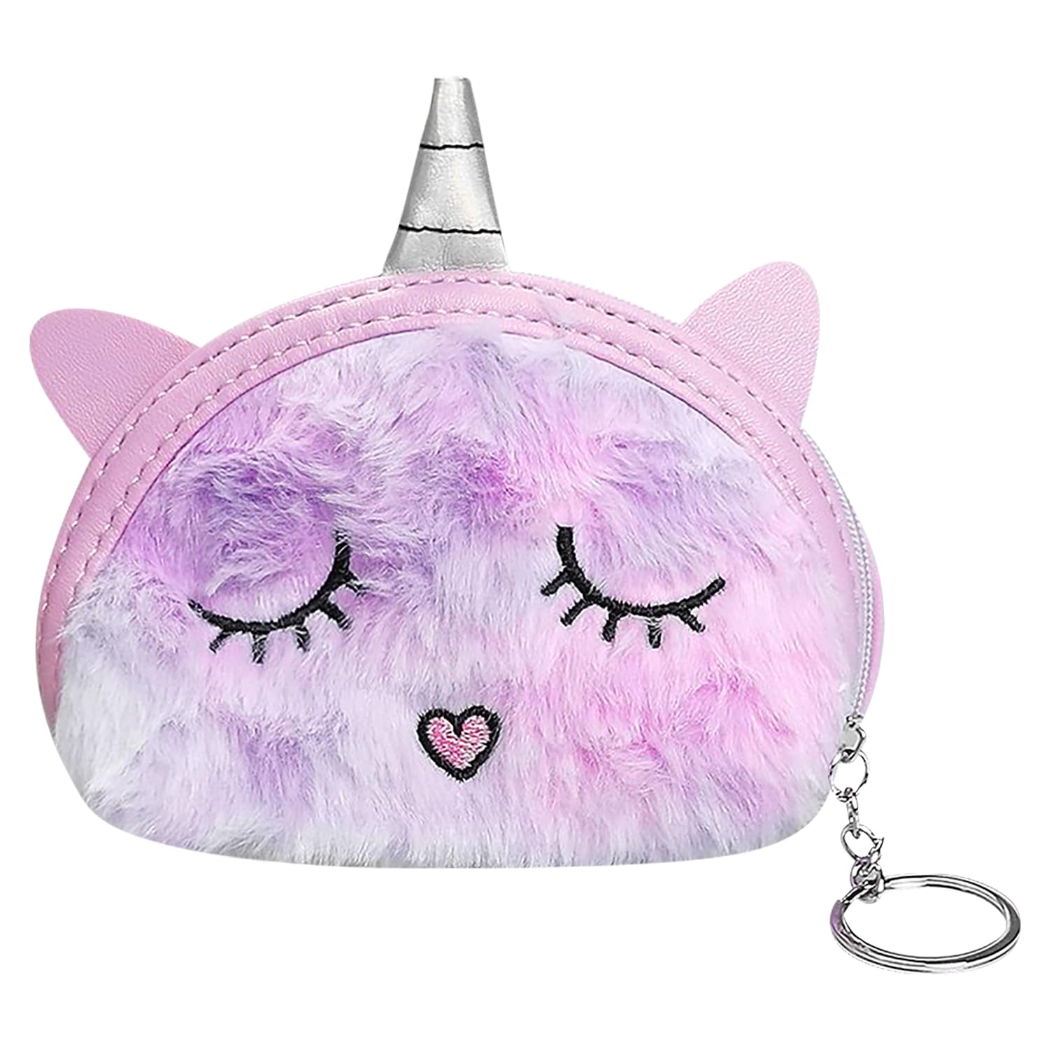 Rumyve Unicorn Plush Purse for Girls - Cute Round Cartoon Unicorn Crossbody Shoulder Handbag, Perfect Princess Gift for Toddler Kids & Teen Girls (Purple) | Birthday Party, School, Playdate & Dress-Up Accessory