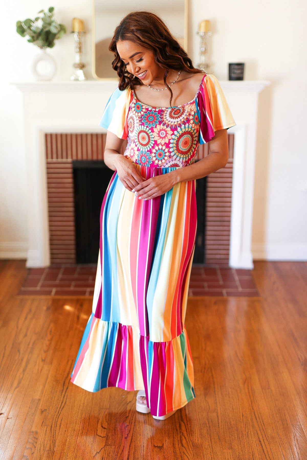 Stylish Fuchsia & Teal Striped Crochet Print Women's Top | Boho Chic Blouse for Summer | Perfect for Beach Vacations & Music Festivals