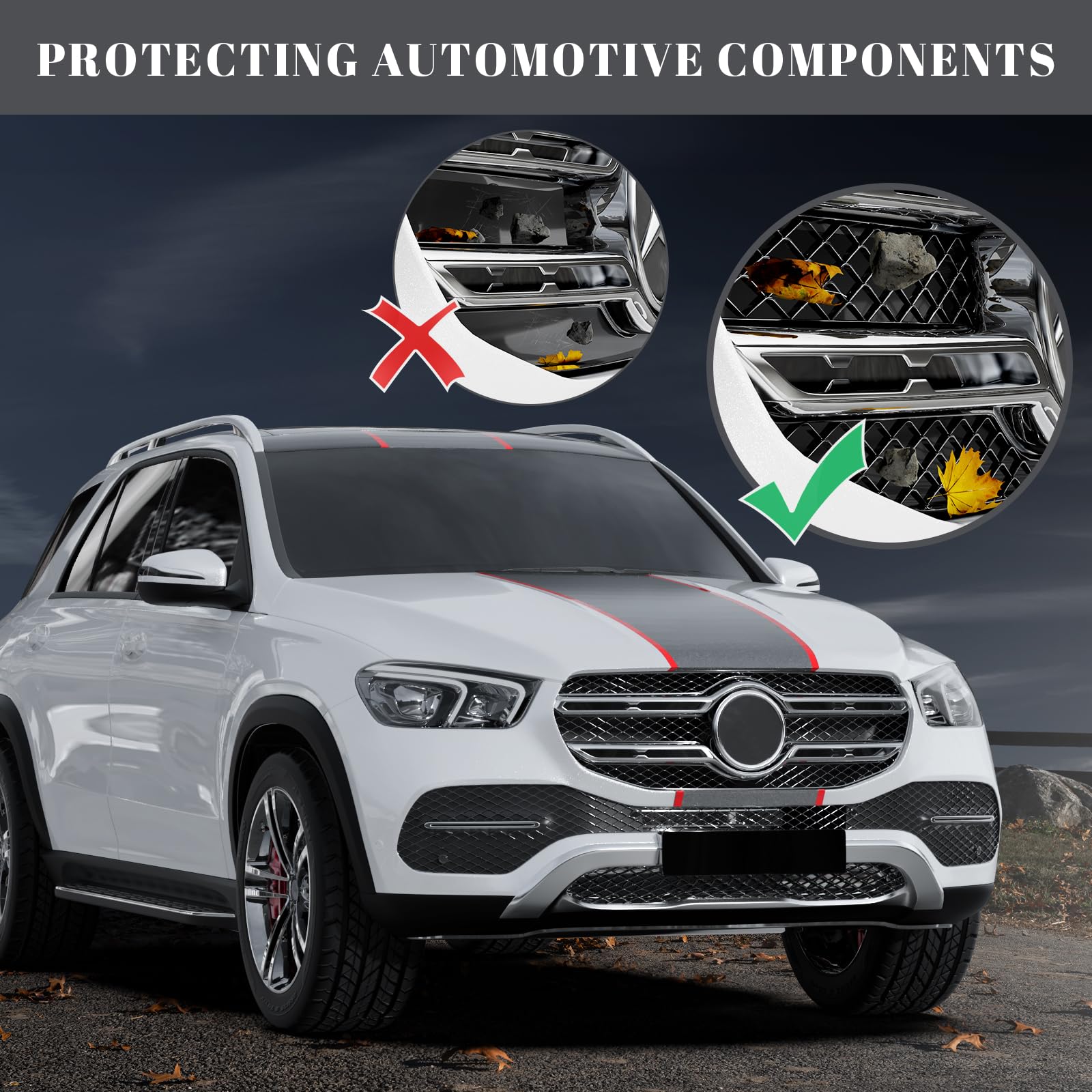 GOSCHE Universal 40x13 Inch Car Grill Mesh - Black Painted Aluminum Alloy Expanded Metal Mesh with 3x6mm Rhombic Holes (100x33cm) - Durable Front Bumper Grill Insert for Automotive Customization & Protection | Perfect for Car Mods, Truck Upgrades & Vehicle Styling
