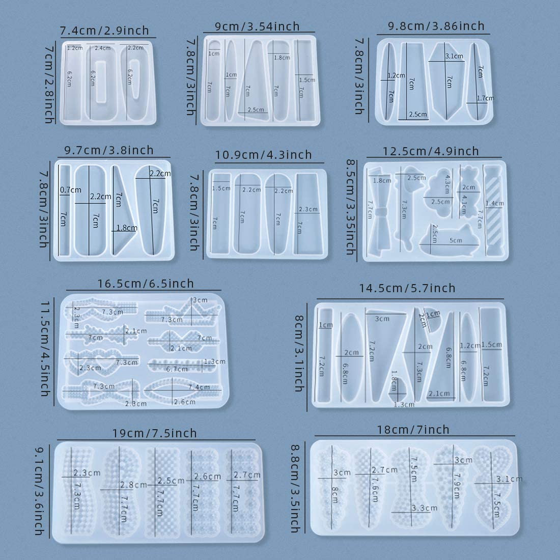 FineInno 10Pcs Resin Barrette Molds - DIY Hair Clip Casting Silicone Molds for Epoxy Resin Jewelry Making, Hair Pins, Bookmarks & Pendants - Perfect for Crafting, DIY Gifts & Handmade Accessories