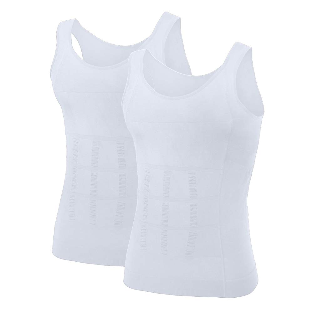 TOPTIE Men's Slimming Body Shaper Vest - Compression Shirt Sleeveless Shapewear for Workout & Fitness - Perfect for Gym, Running & Everyday Wear