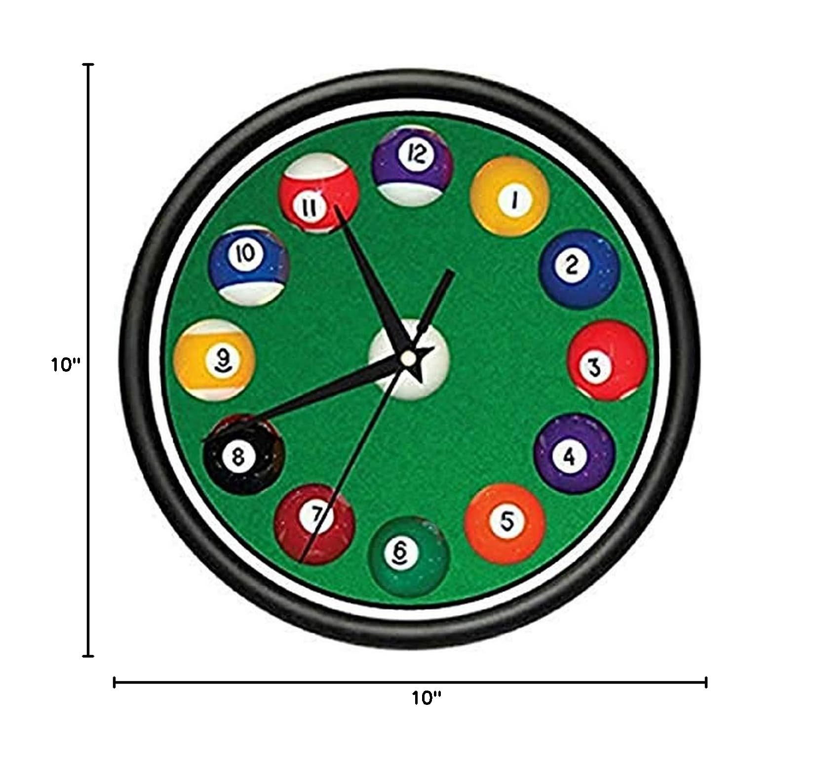 SignMission Pool Balls Wall Clock - Billiard Game Room Decor, Cue Sports Themed Clock for Man Cave, Bar & Pub Wall Art (12-inch)