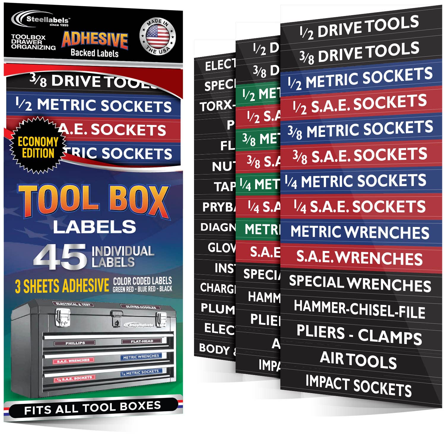 Ultimate Economy Adhesive Toolbox Labels - Durable Stickers for Workshop, Garage & Tool Organization - Perfect for DIY Projects and Professional Use