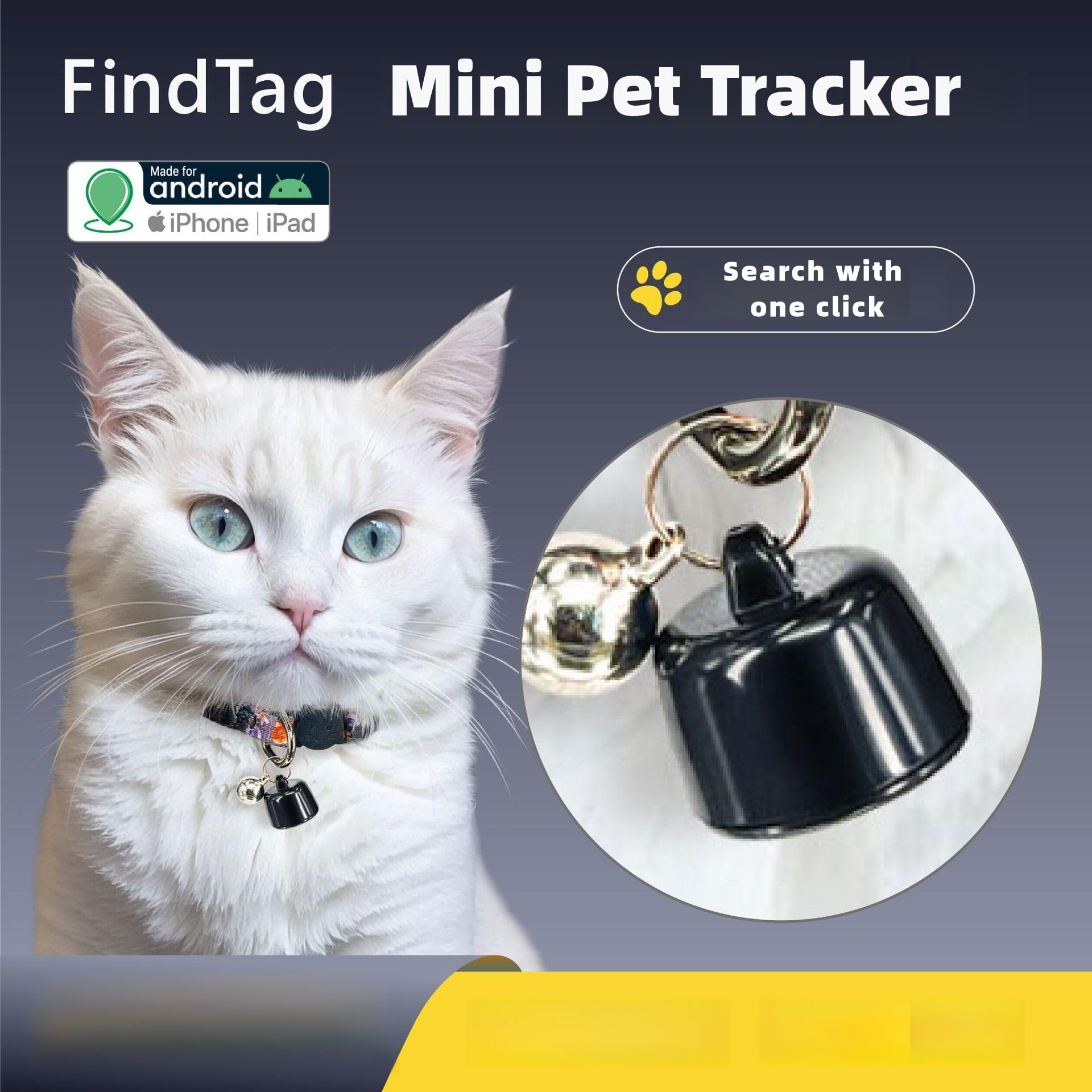 Mini GPS Pet Tracker for Dogs & Cats - Smart Location Tracking Collar Compatible with iOS & Android - Worldwide Coverage, No Monthly Fees - Perfect for Hiking, Travel & Outdoor Adventures