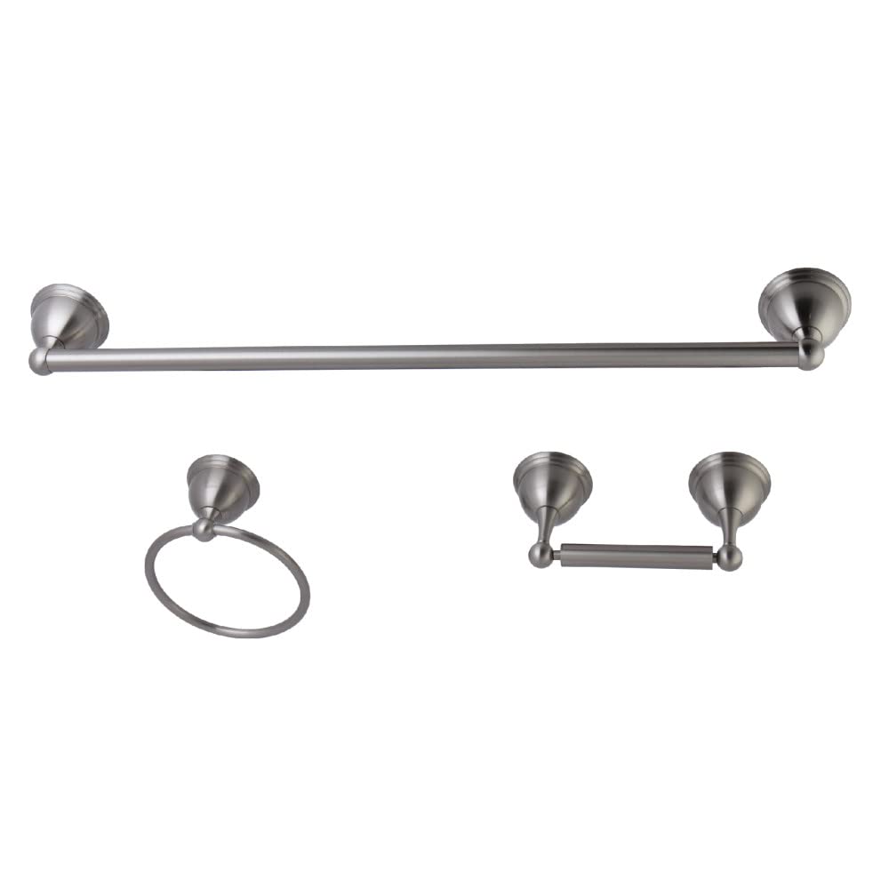 Kingston Brass BAK396148SN 3-Piece Towel Bar Set - Brushed Nickel Bathroom Hardware for Modern & Traditional Homes - Perfect for Bathrooms, Powder Rooms & Spa Retreats