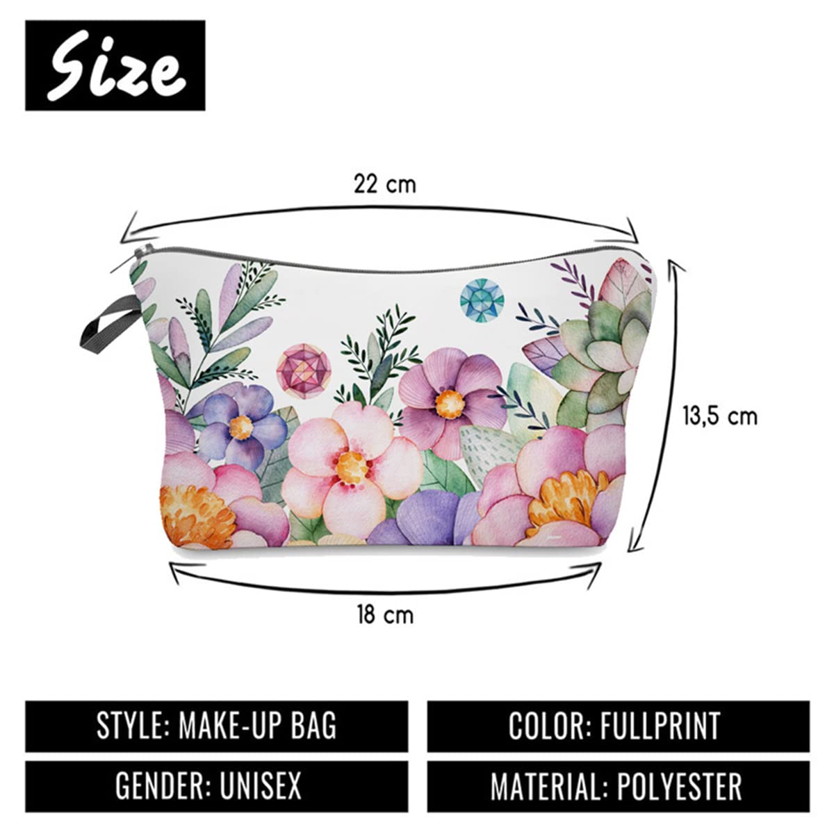FAVORTALK Floral Toiletry Bag for Women - Waterproof Cosmetic Makeup Pouch with Zipper, Portable Travel Makeup Bag for Girls - Perfect for Travel, Gym, and Everyday Use B0906