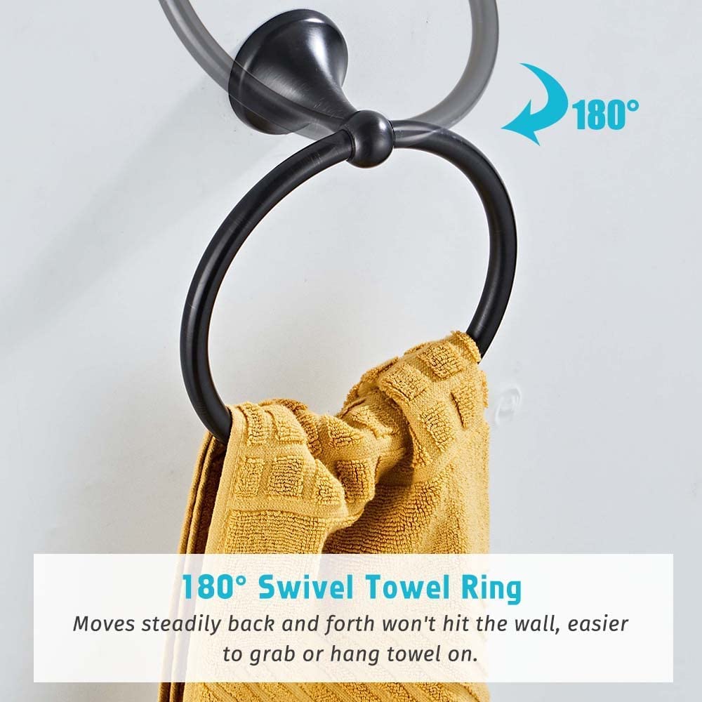 8-Piece Bathroom Accessory Set - Adjustable Towel Bar, Towel Ring, Toilet Paper Holder & Robe Hook - Oil Rubbed Bronze Wall Mounted Bathroom Hardware - Perfect for Modern Bathrooms, Powder Rooms & Spa-Style Decor