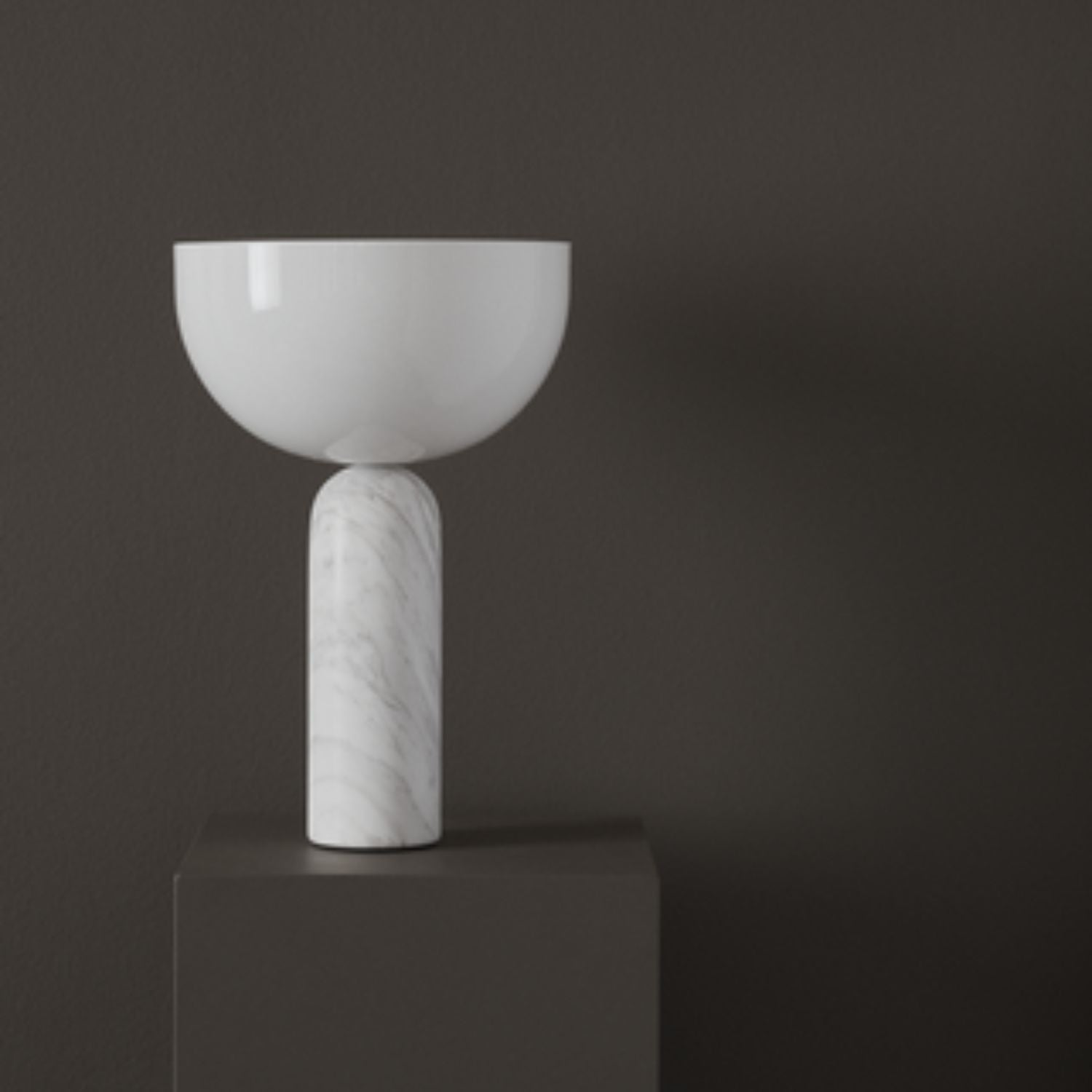 NEW WORKS Kizu Table Lamp - Modern White Marble Bedside Lamp for Living Room, Bedroom & Office Decor | Dimmable LED Lighting for Home & Workspace