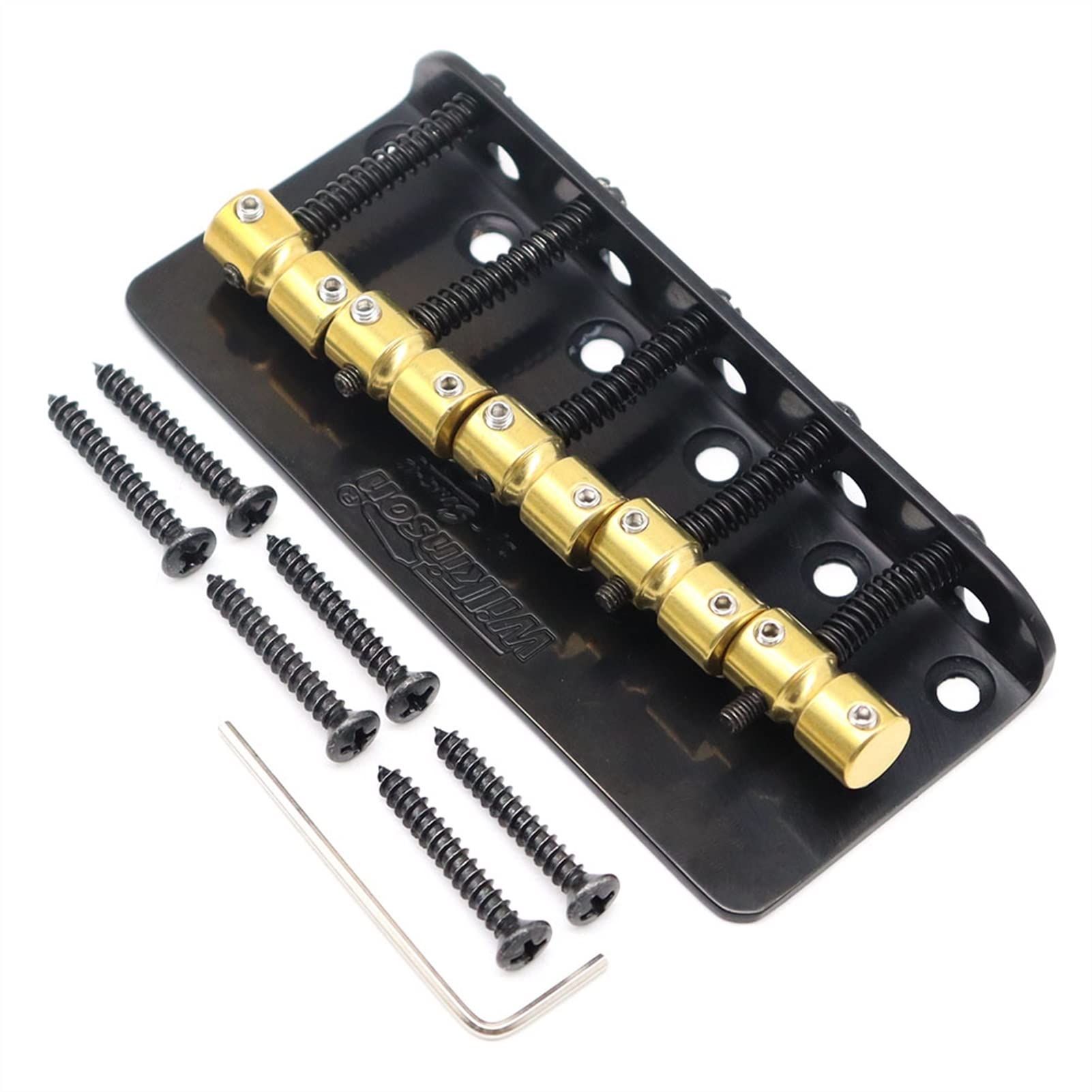 5-String Electric Guitar Bridge with Brass Saddles - Black Bass Guitar Bridge for Enhanced Tone & Sustain | Perfect for Rock, Metal & Blues Performances