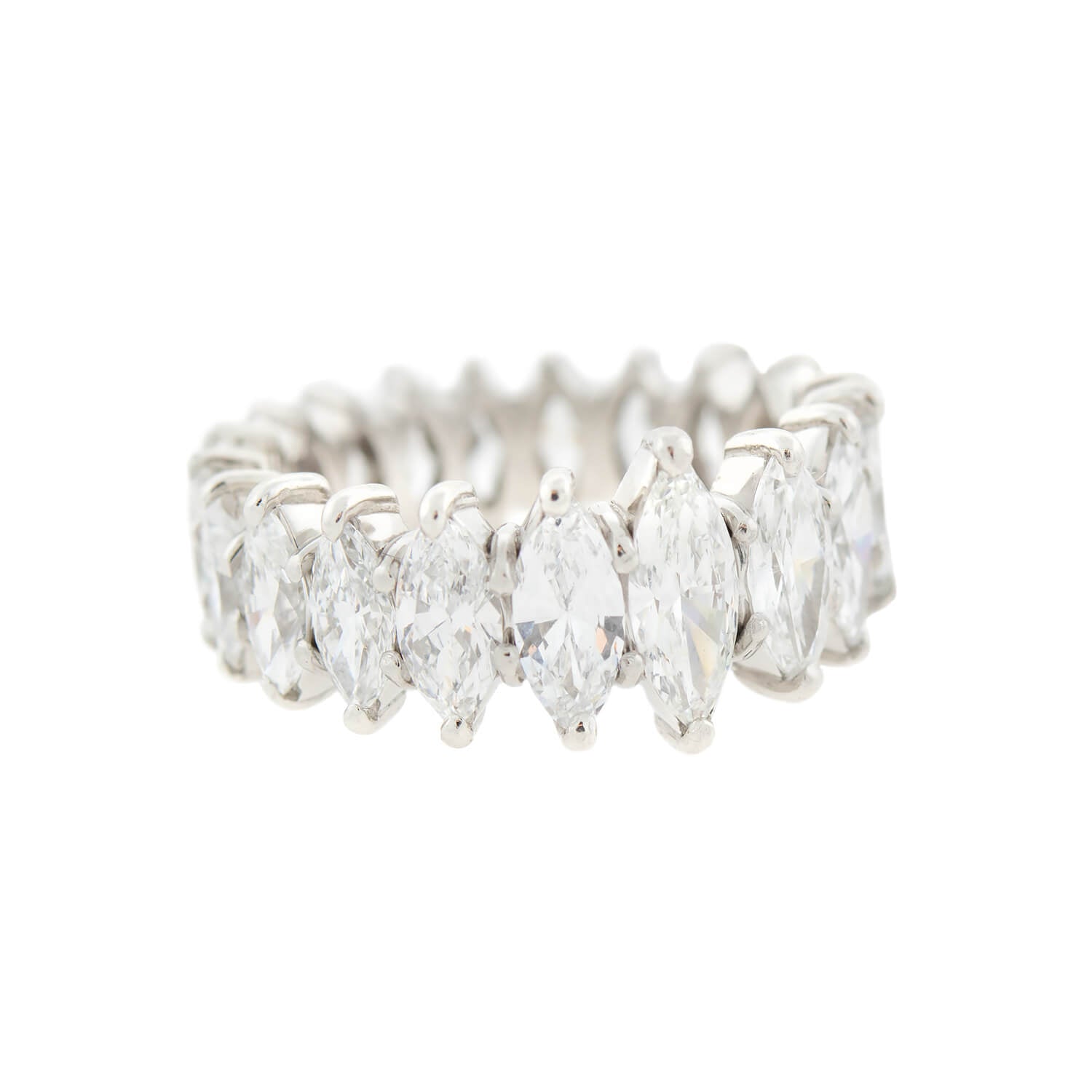 Vintage Platinum Marquise Diamond Eternity Band Ring - 7.00 Carat Total Weight (ctw) - Luxury Wedding Band for Women, Perfect for Anniversaries & Special Occasions