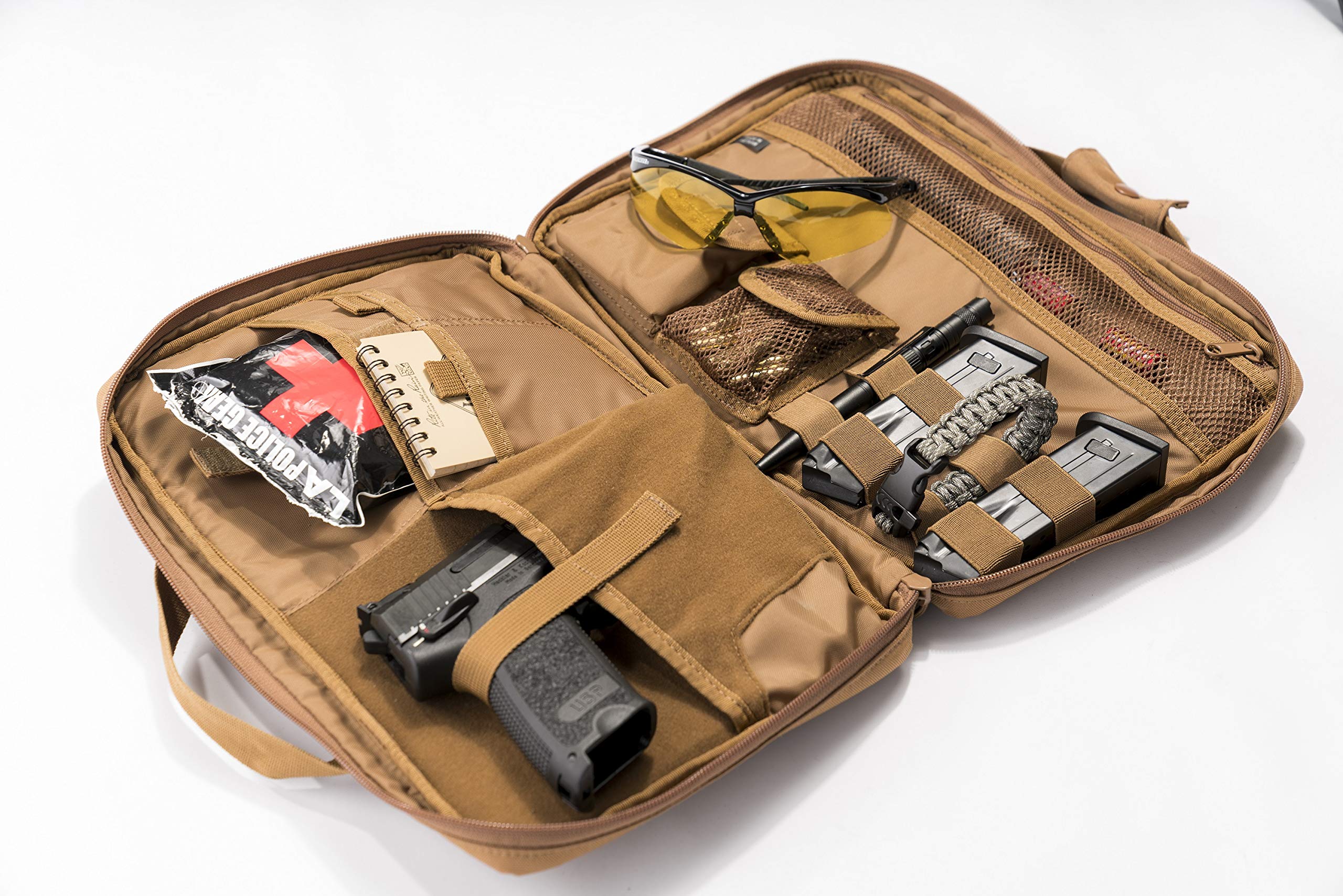 LA Police Gear Tactical Soft Pistol Case - Durable Nylon Handgun Storage & Small Electronic Gear Organizer (Coyote) | Perfect for Range Trips, Travel & Secure Firearm Transport