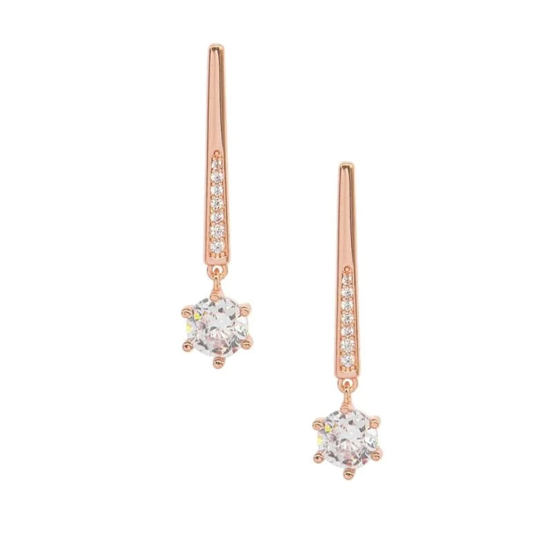 Rose Gold Drop Necklace & Earring Set 7712 - Elegant Jewelry for Women, Perfect for Weddings, Parties & Special Occasions