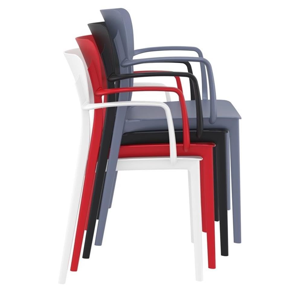 Compamia Lisa Dining Arm Chair Set of 2 - Dark Gray Upholstered Side Chairs for Kitchen, Dining Room & Office - Comfortable Modern Accent Chairs with Sturdy Metal Legs