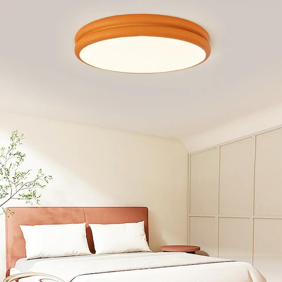 Modern Round Flush Mount Ceiling Light for Bedroom - Elegant Cake Design LED Fixture, Perfect for Bedroom, Living Room, and Dining Room Lighting