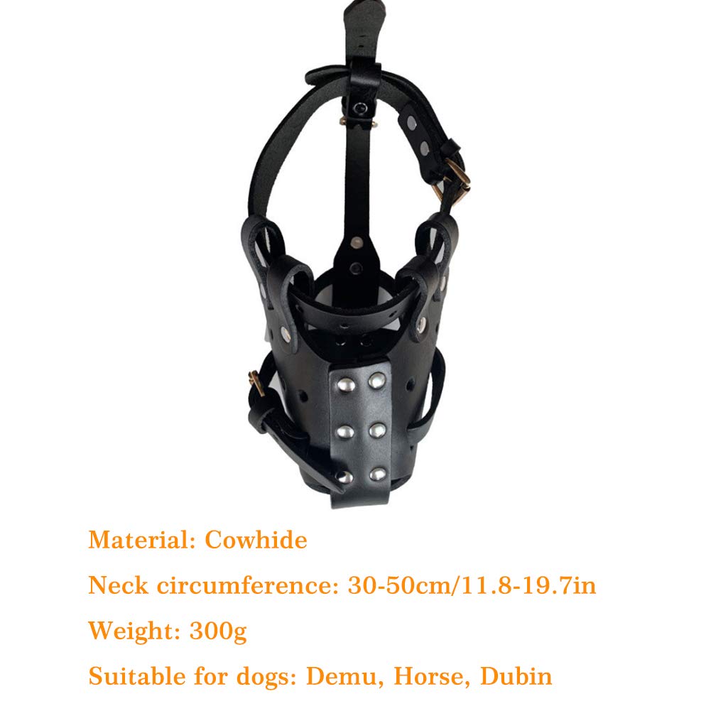 Genuine Leather Dog Muzzle for Pitbulls & Large Dogs - Adjustable Secure Basket Training Mask for Biting, Chewing & Barking Control | Perfect for Training, Walks & Public Safety