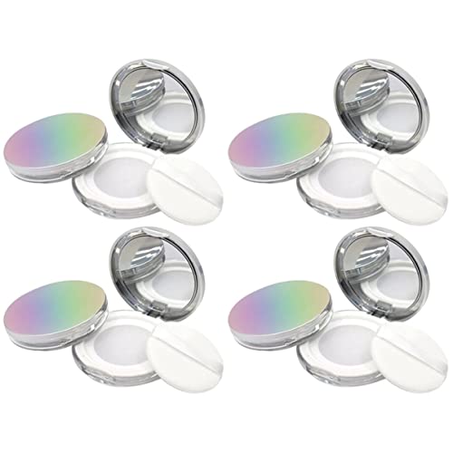 FRCOLOR 4 PCS Empty Makeup Powder Containers with Sponge - DIY Loose Powder Case & Compact Box for Travel & Professional Makeup Kits