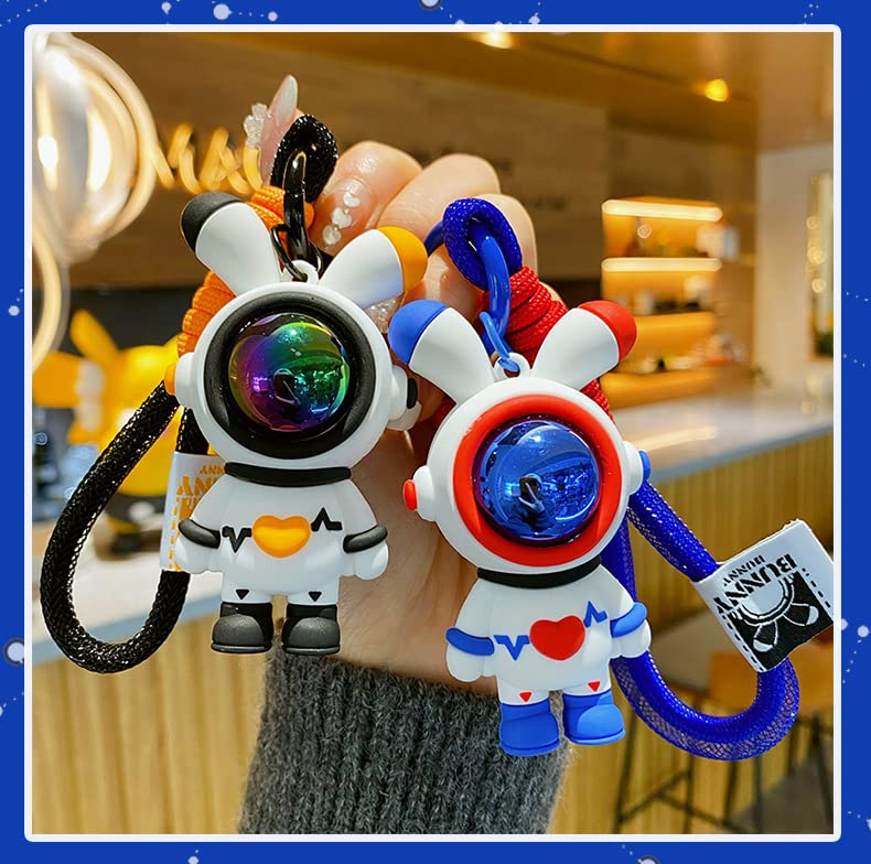 Cool Astronaut Heart Love Rabbit Pendant Keychain - Unique Bunny Keyring Gift for Men & Women - Perfect for Handbags, Backpacks, Car Keys & Wrist Straps - Great for Space Lovers & Everyday Use