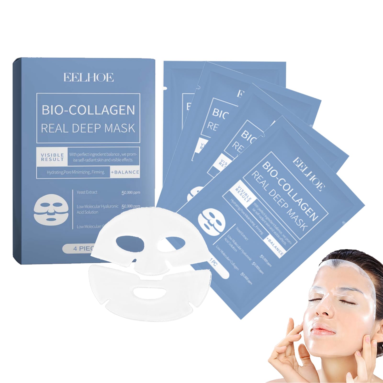 Deep Collagen Face Mask | Skinqueen Bio-Collagen Overnight Mask | Anti-Wrinkle Lifting Sheet Mask | Hydrating Korean Collagen Mask for Elasticity & Firming | Perfect for Nighttime Skincare Routine & Anti-Aging Treatment
