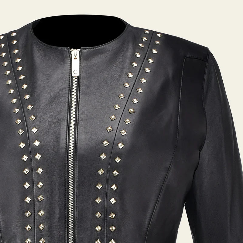 Women's Cuadra Black Casual Dress & Fashion Sheepskin Leather Jacket | Stylish Outerwear for Everyday Wear & Night Out