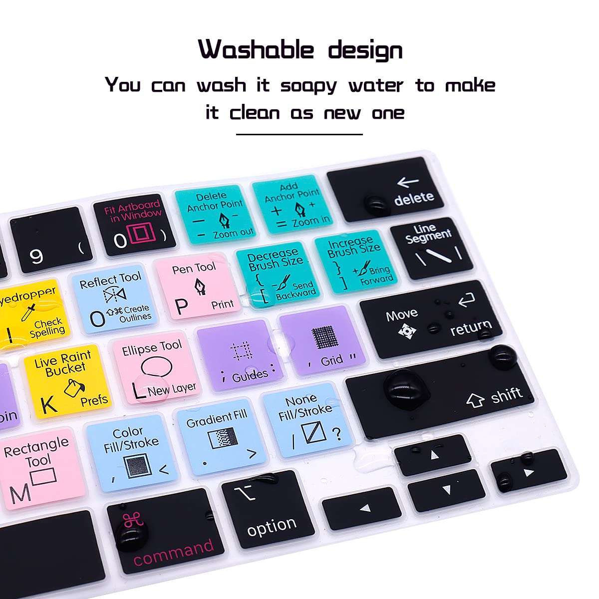 HRH Illustrator AI Shortcuts Silicone Keyboard Cover for MacBook Pro 13