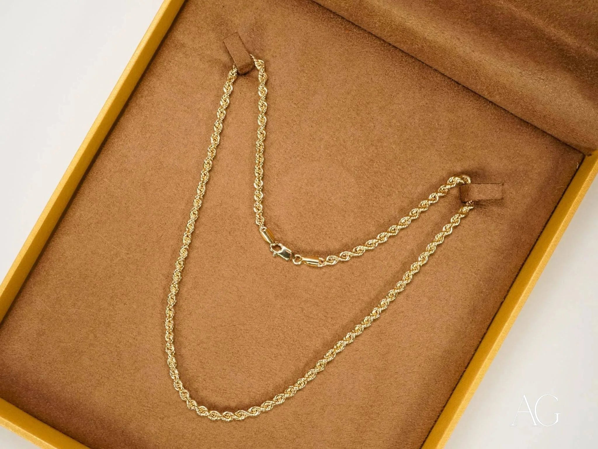 14K Solid Gold 16-Inch Rope Chain Necklace for Women - Timeless Elegant Jewelry Gift for Birthday, Anniversary & Special Occasions