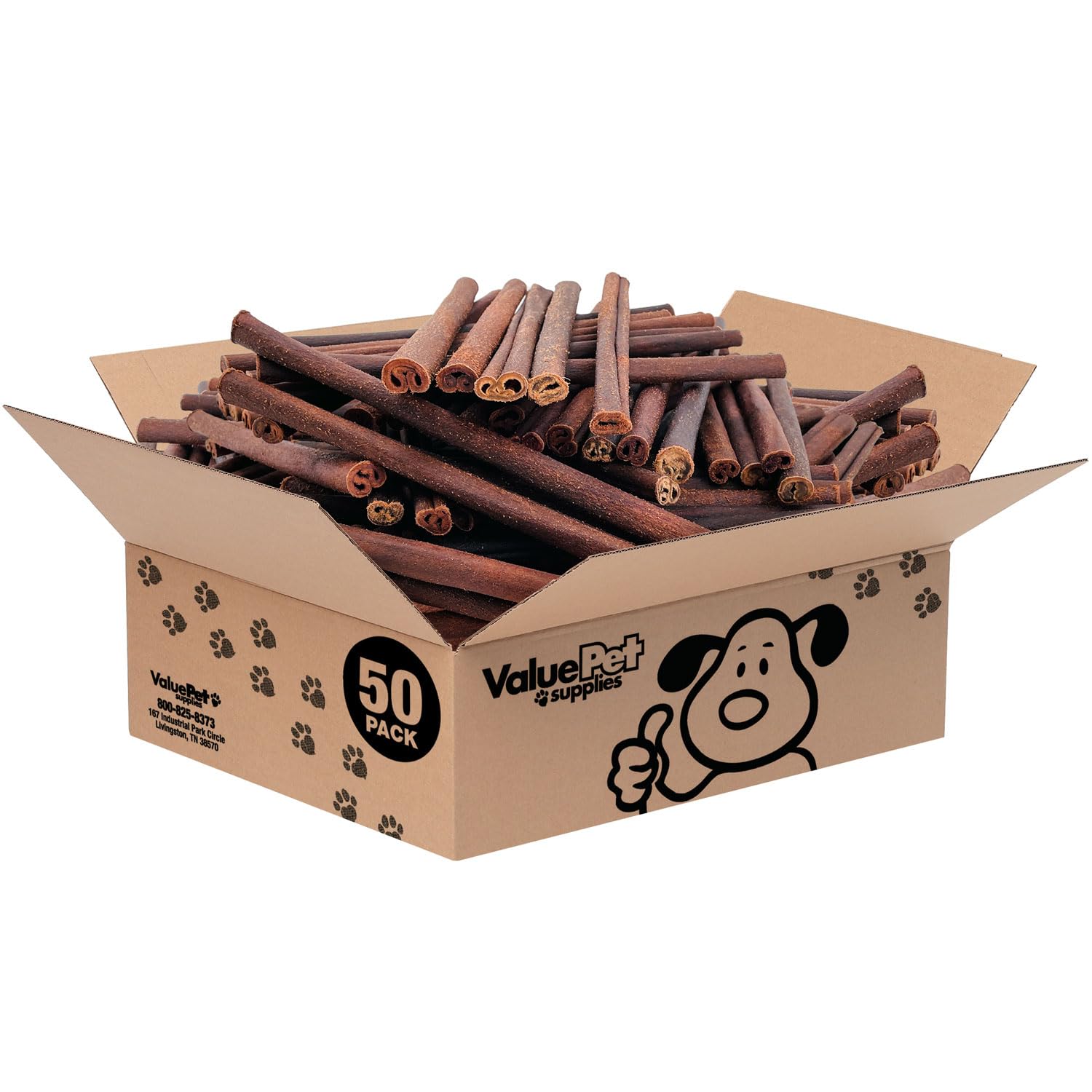 ValueBull USA 12-Inch Thick Collagen Sticks for Dogs - Natural Single Ingredient Chews, Long-Lasting Bully Stick & Rawhide Alternative (50 Count Bulk Pack) | Supports Hip & Joint Health, Promotes Healthy Skin & Coat - Perfect for Training, Teething, and Dental Care