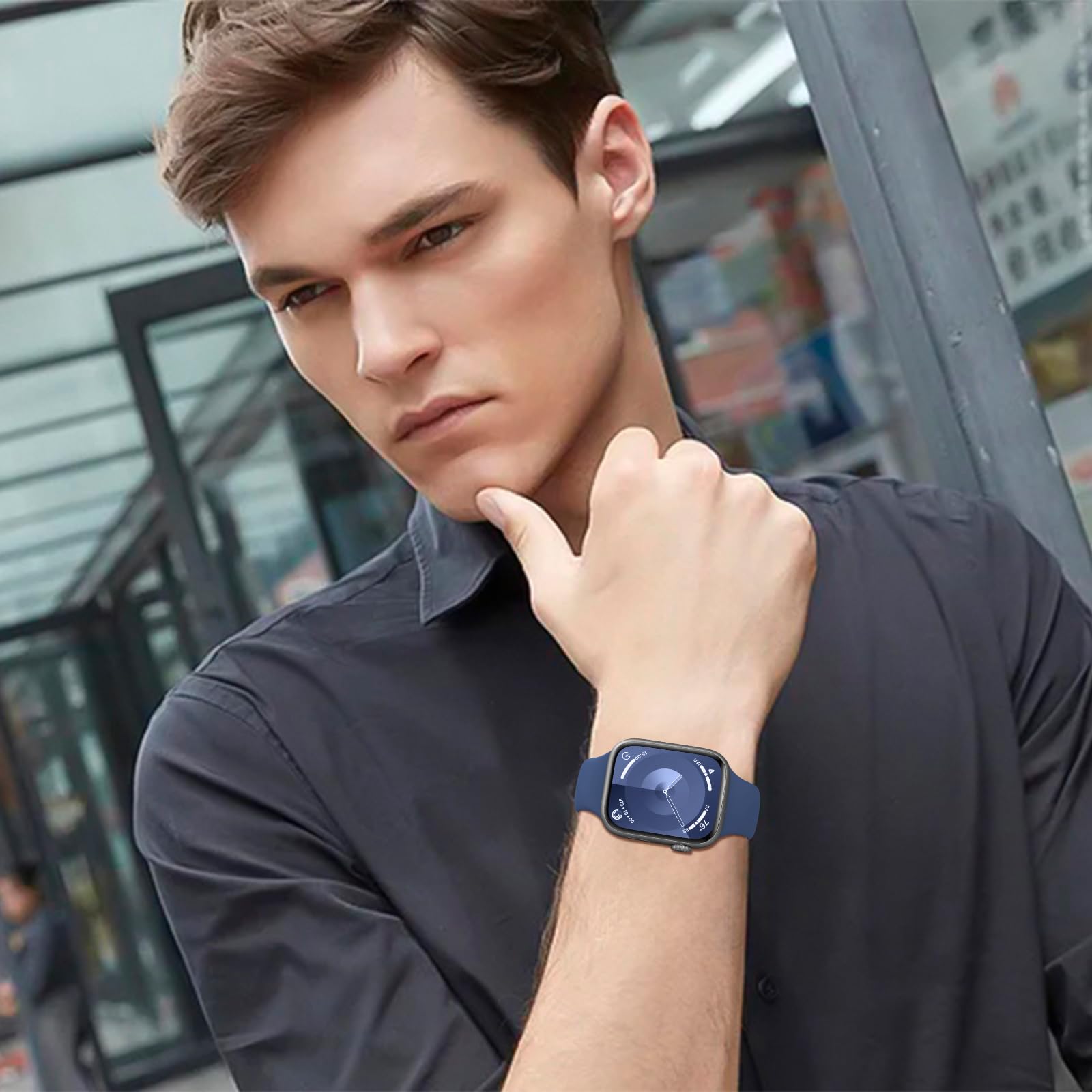 Premium Soft Silicone Sport Band Compatible with Apple Watch 40mm 38mm 41mm 42mm 44mm 45mm 49mm - Replacement Strap for iWatch Ultra 2/SE/Series 9/8/7/6/5/4/3/2/1 - Unisex Design for Men & Women - Perfect for Workouts, Running & Everyday Wear