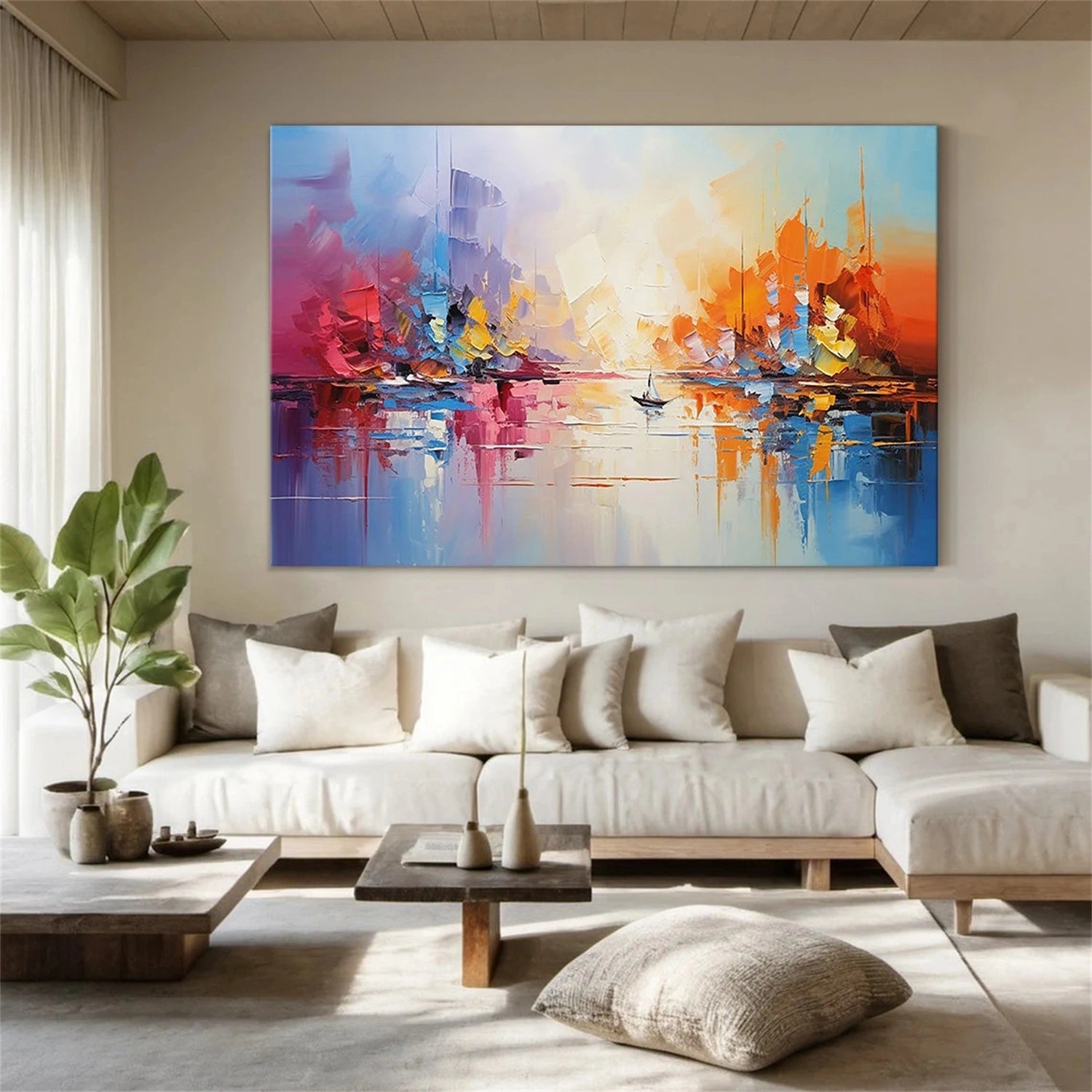Abstract Painting #AB 303 - Modern Wall Art Decor for Living Room, Bedroom & Office - Handmade Canvas Artwork