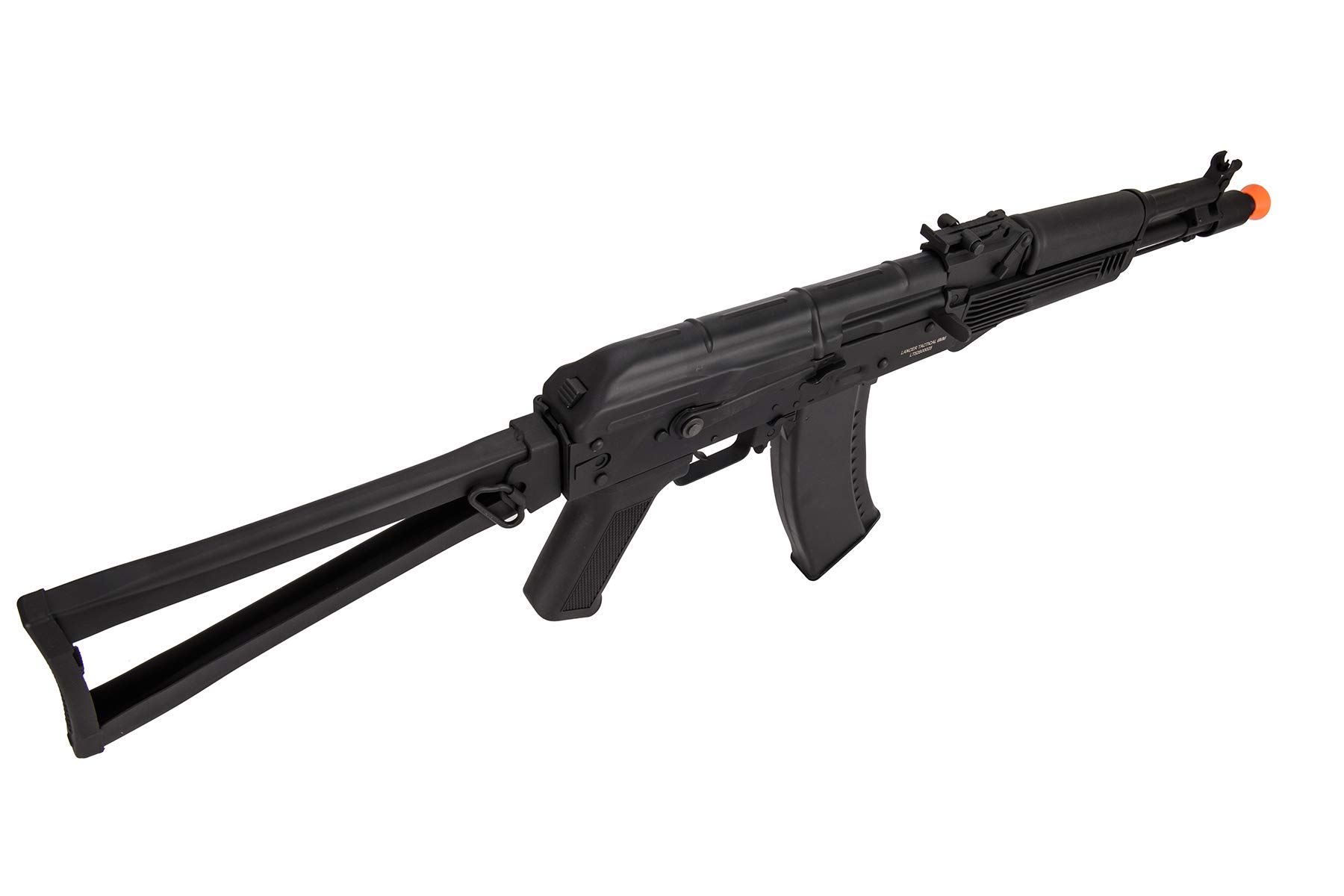 Lancer Tactical AK-Series AKS-105 AEG Airsoft Rifle with Foldable Skeleton Stock - Black | High Performance Electric Airsoft Gun for Tactical Training & Outdoor Shooting Games