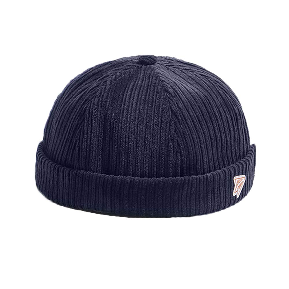 Men's Docker Cap - Retro Adjustable Beanie Sailor Hat for Workers & Outdoor Activities | Rolled Cuff Brimless Design for Winter & Casual Wear