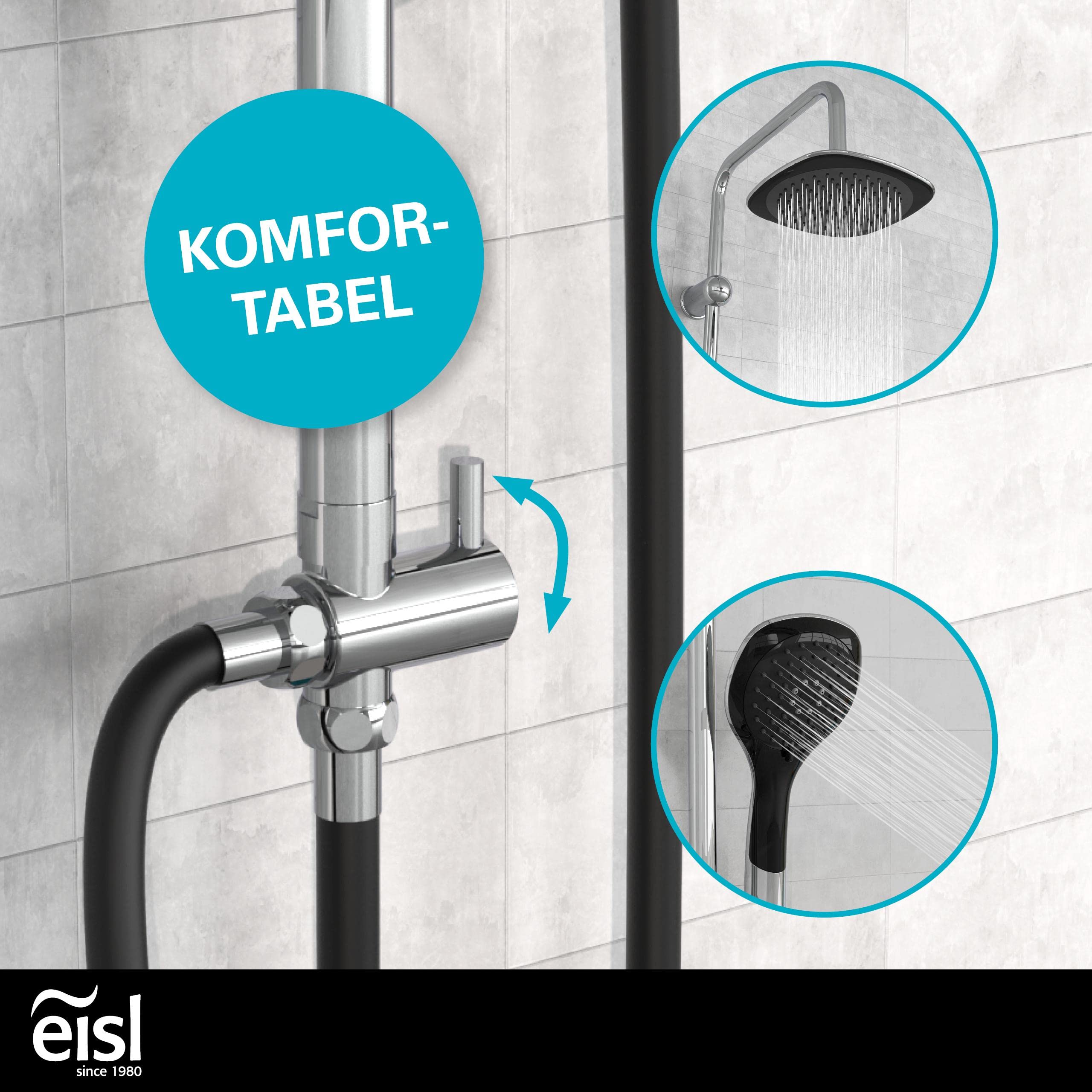 DUSCHTRAUM DXLD60088CS Chrome/Black Shower Column Set with 200x200mm Rain Shower Head & Hand Shower - Easy Retrofit Using Existing Drill Holes | Perfect for Bathroom Renovation & Spa-Like Shower Experience