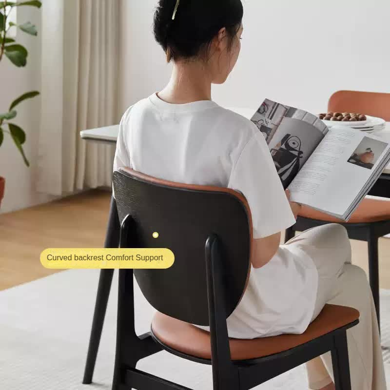 Premium Oak Solid Wood Organic Leather Soft Chair - Comfortable & Stylish Seating for Living Room, Office, or Lounge