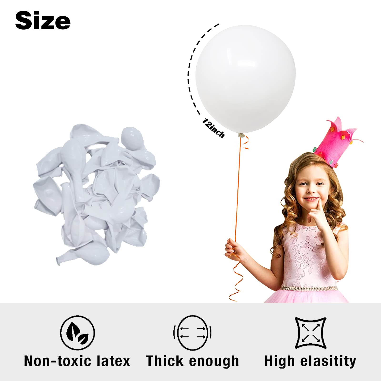 50PCS 12 Inch Matte White Latex Balloons - Premium Thick White Party Balloons for Wedding, Birthday, Baby Shower & Anniversary Decorations - Perfect for Indoor/Outdoor Party Decor, Photo Backdrops & Event Styling