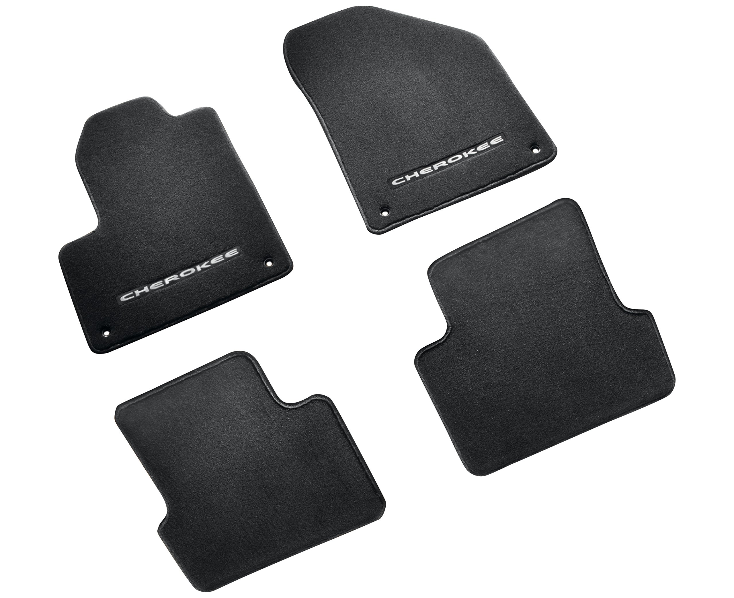 Premium Mopar 82213989 Carpet Floor Mats for Jeep - Complete 4-Piece Set with Brand Logo - Black Car Interior Accessories for Wrangler, Grand Cherokee & More